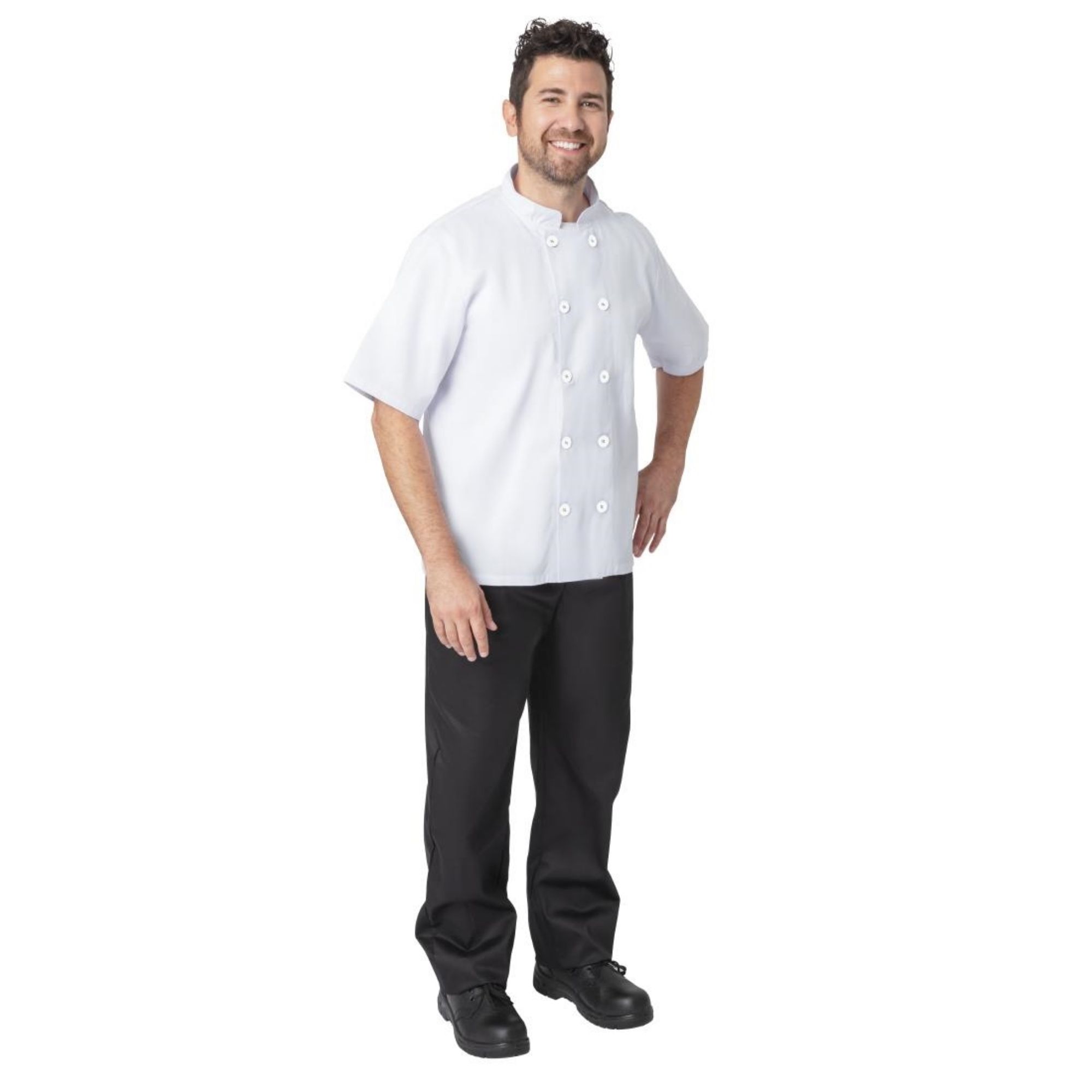 Picture of Nisbets Essentials Short Sleeve Chef Jacket White (Pack of 2) - BB547OG