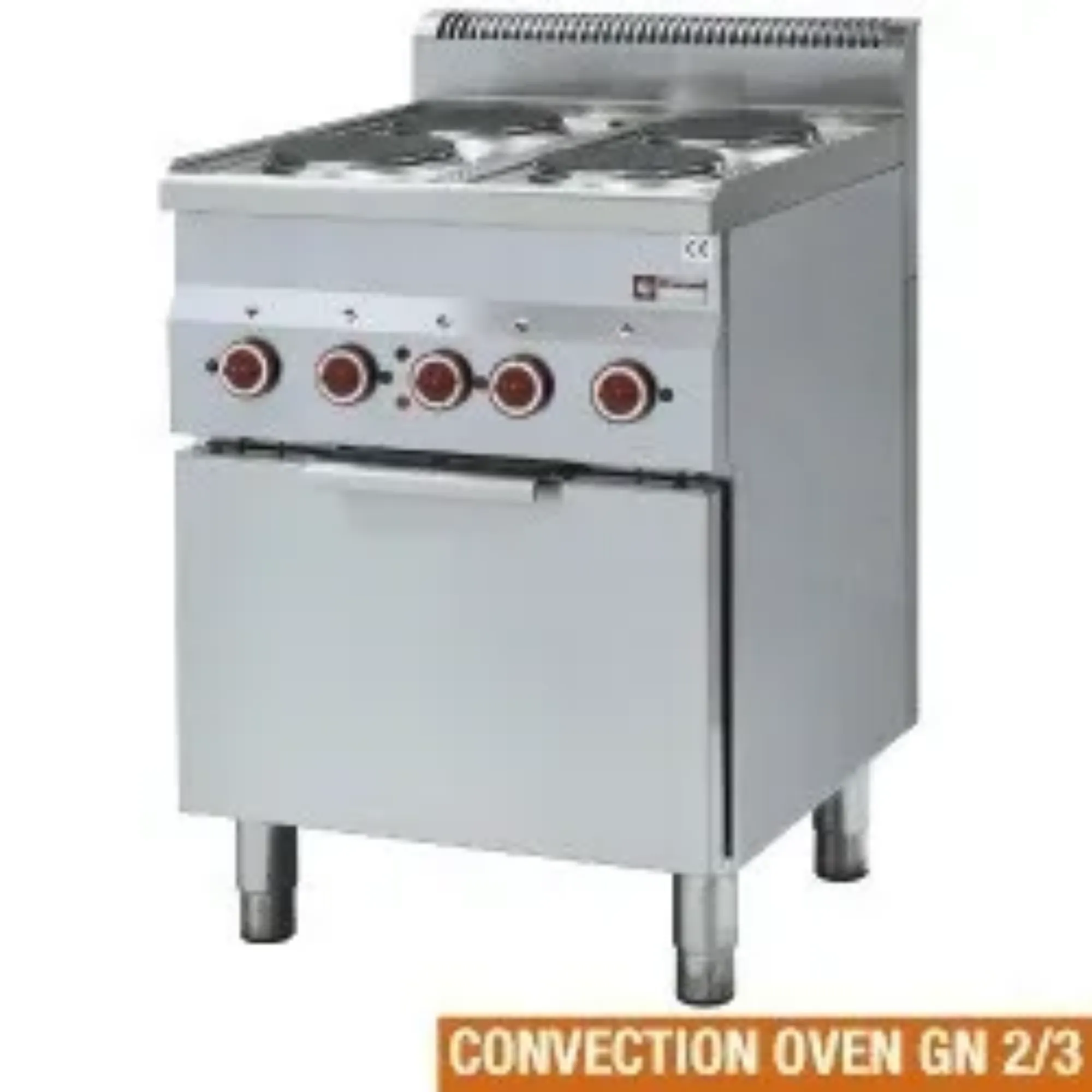 Picture of Diamond E60/4PFV6 Four Ring Electric Range with GN 2/3 Convection Oven - E604PFV6OG