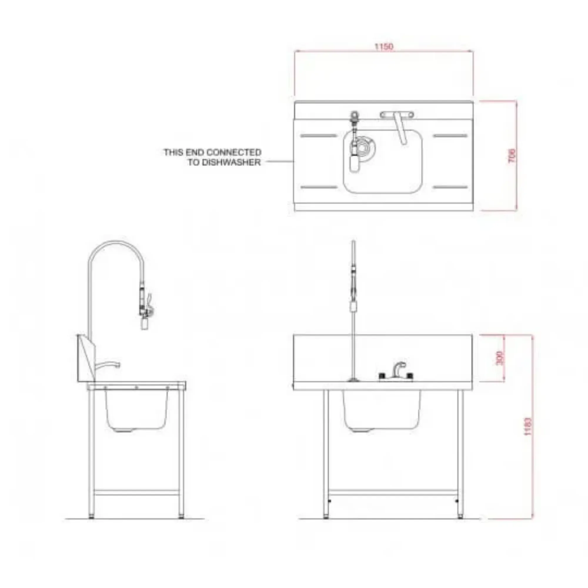 Picture of Hobart SD1150 Inlet Double Rack Table & Sink - SD1150RLOG