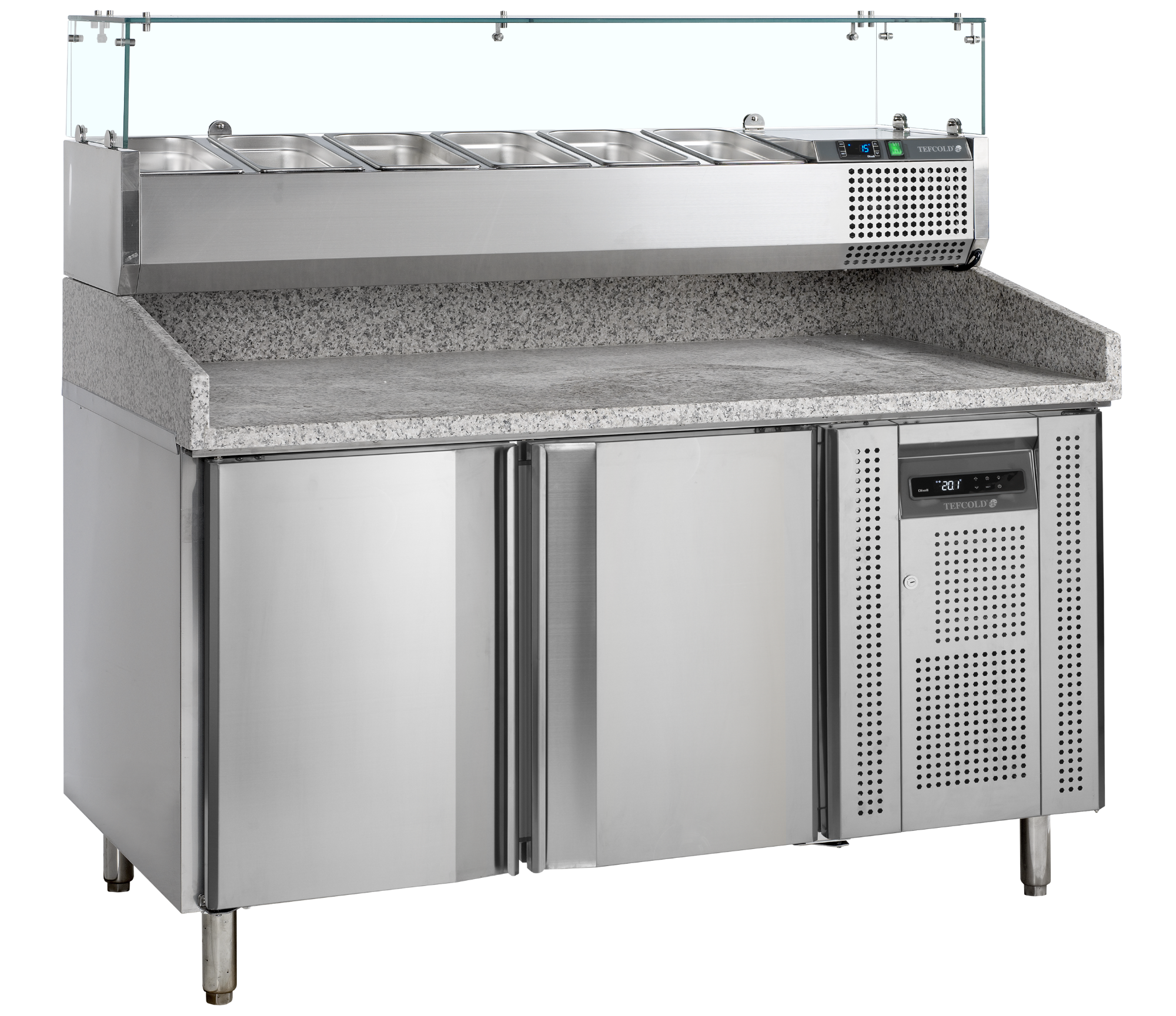Picture of Tefcold PT1200 + VK38-150 Pizza Table with Topping unit - PT1200 + VK38-150