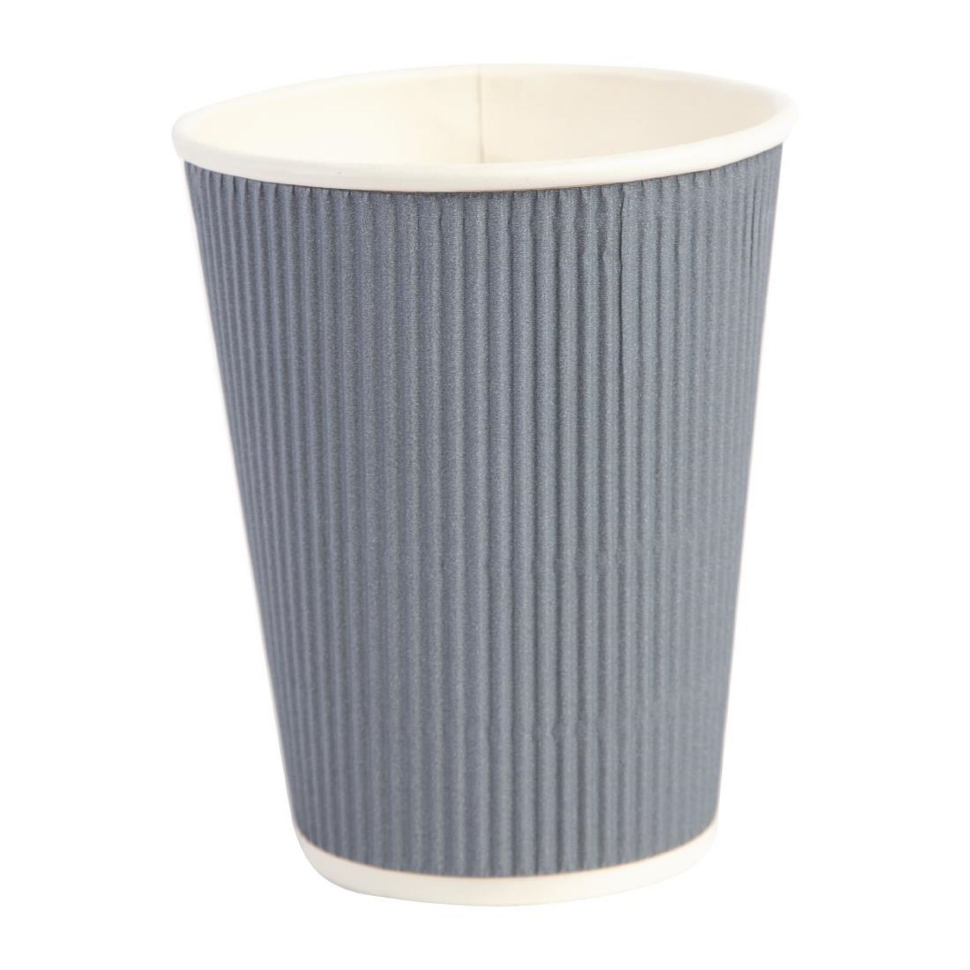 Picture of Fiesta Recyclable Coffee Cups Ripple Wall Charcoal 340ml / 12oz (Pack of 500) - GP434