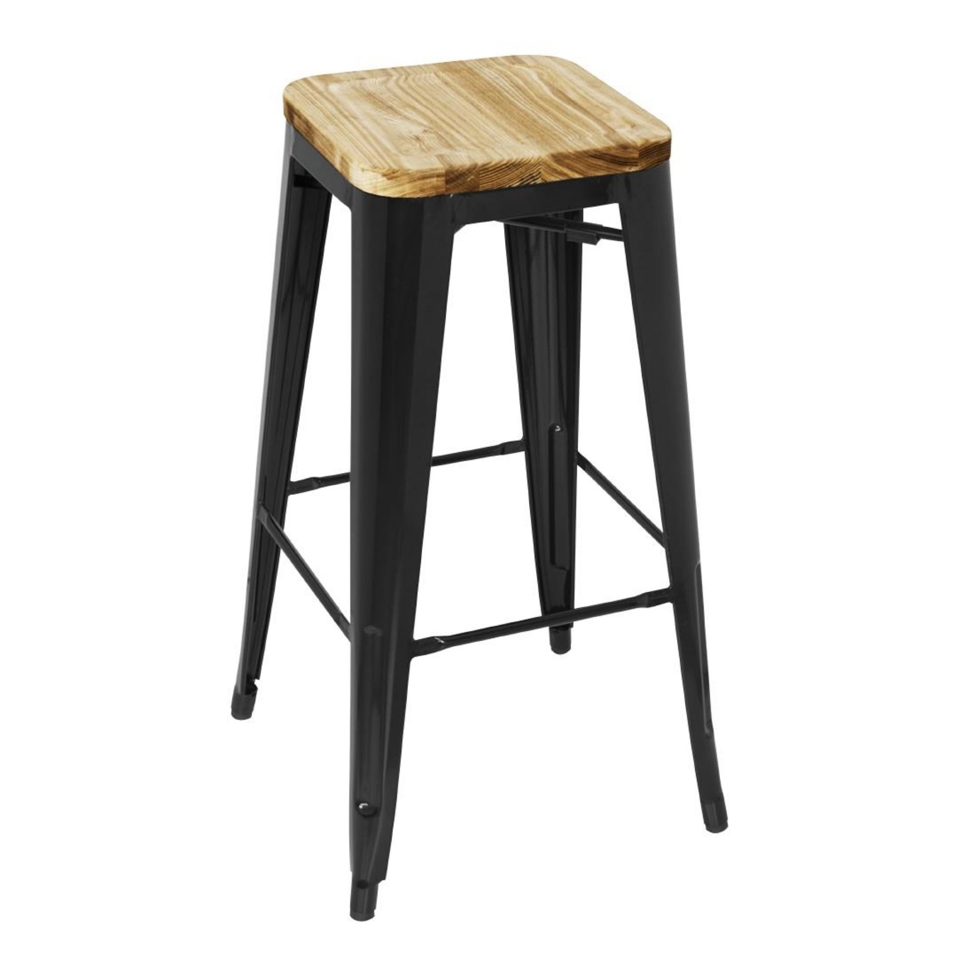 Picture of Bolero Bistro High Stools with Wooden Seat Pad Black (Pack of 4) - GM640