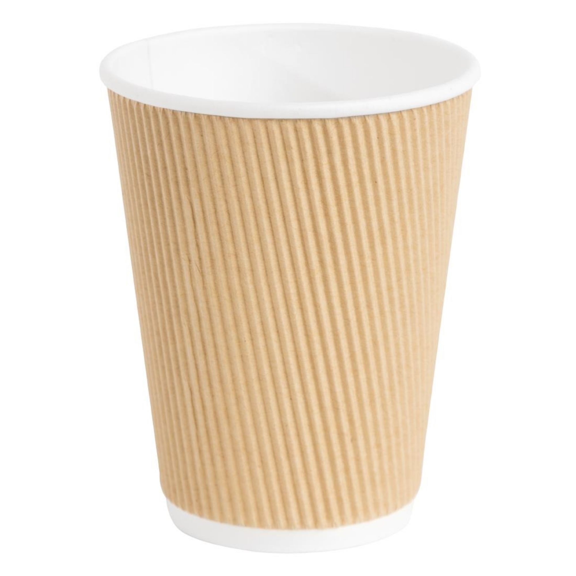 Picture of Fiesta Recyclable Coffee Cups Ripple Wall Kraft 340ml / 12oz (Pack of 25) - GP445