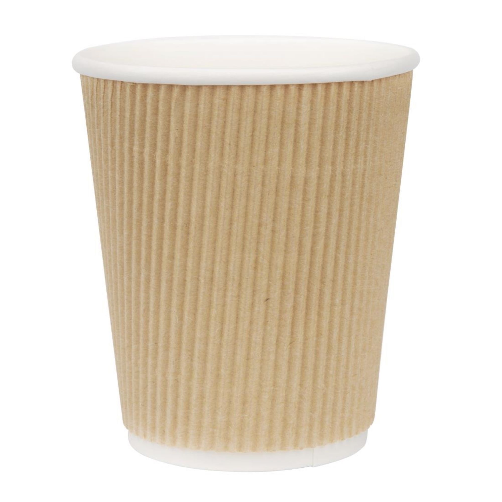 Picture of Fiesta Recyclable Coffee Cups Ripple Wall Kraft 225ml / 8oz (Pack of 25) - GP443