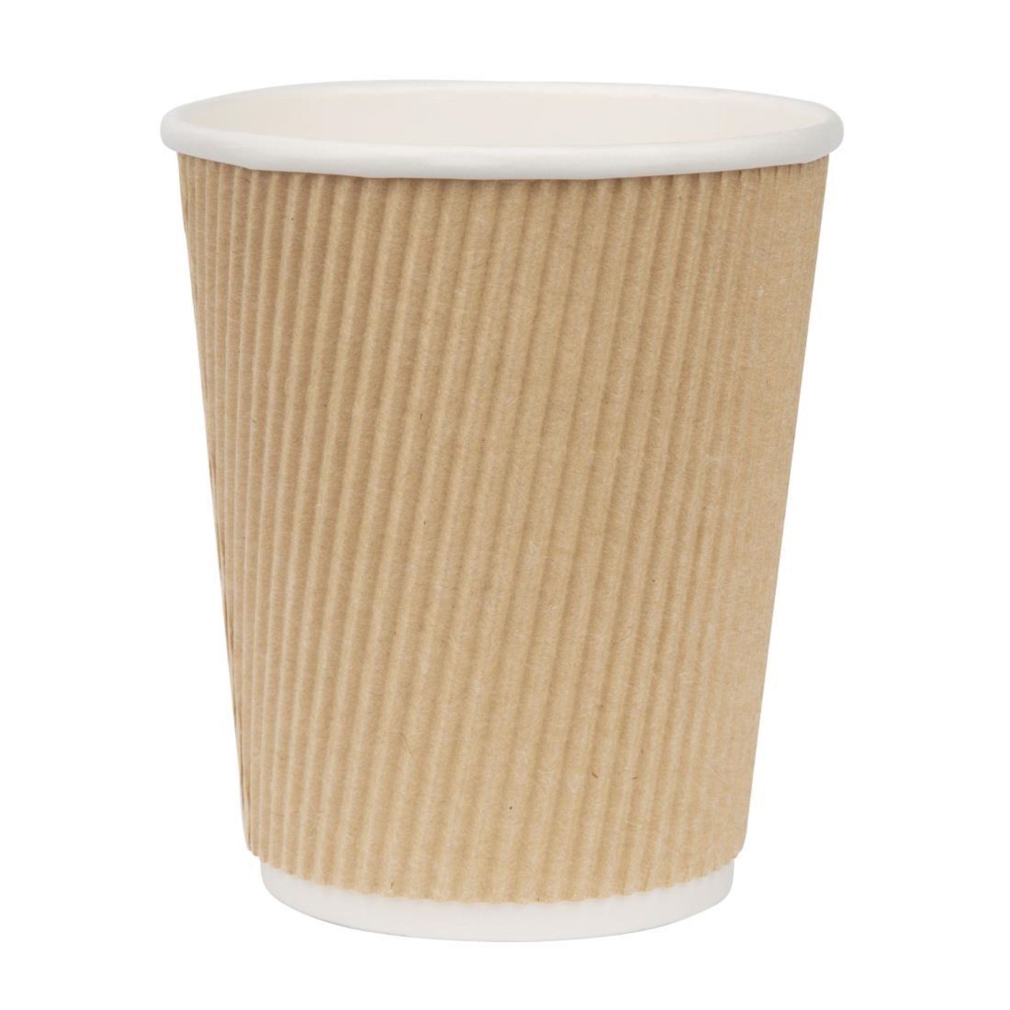 Picture of Fiesta Recyclable Coffee Cups Ripple Wall Kraft 225ml / 8oz (Pack of 500) - GP442