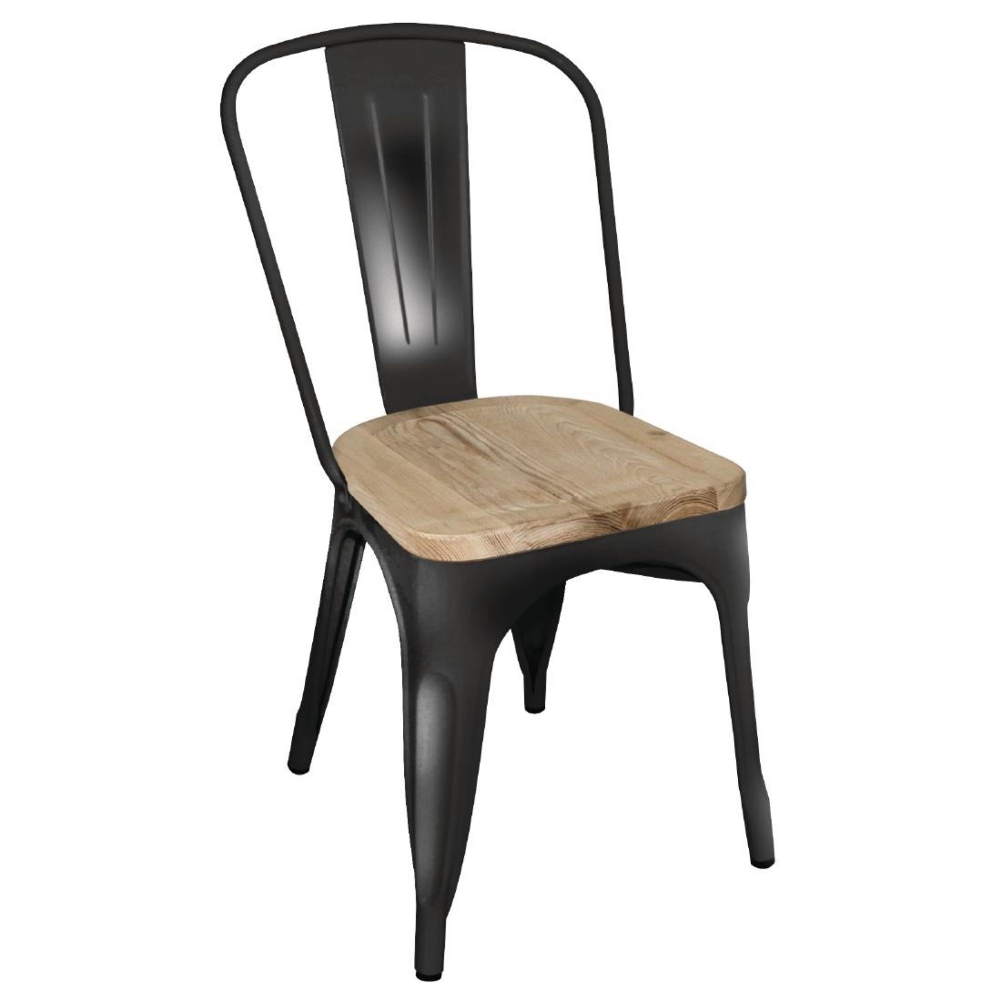 Picture of Bolero Bistro Side Chairs with Wooden Seat Pad Black (Pack of 4) - GG707