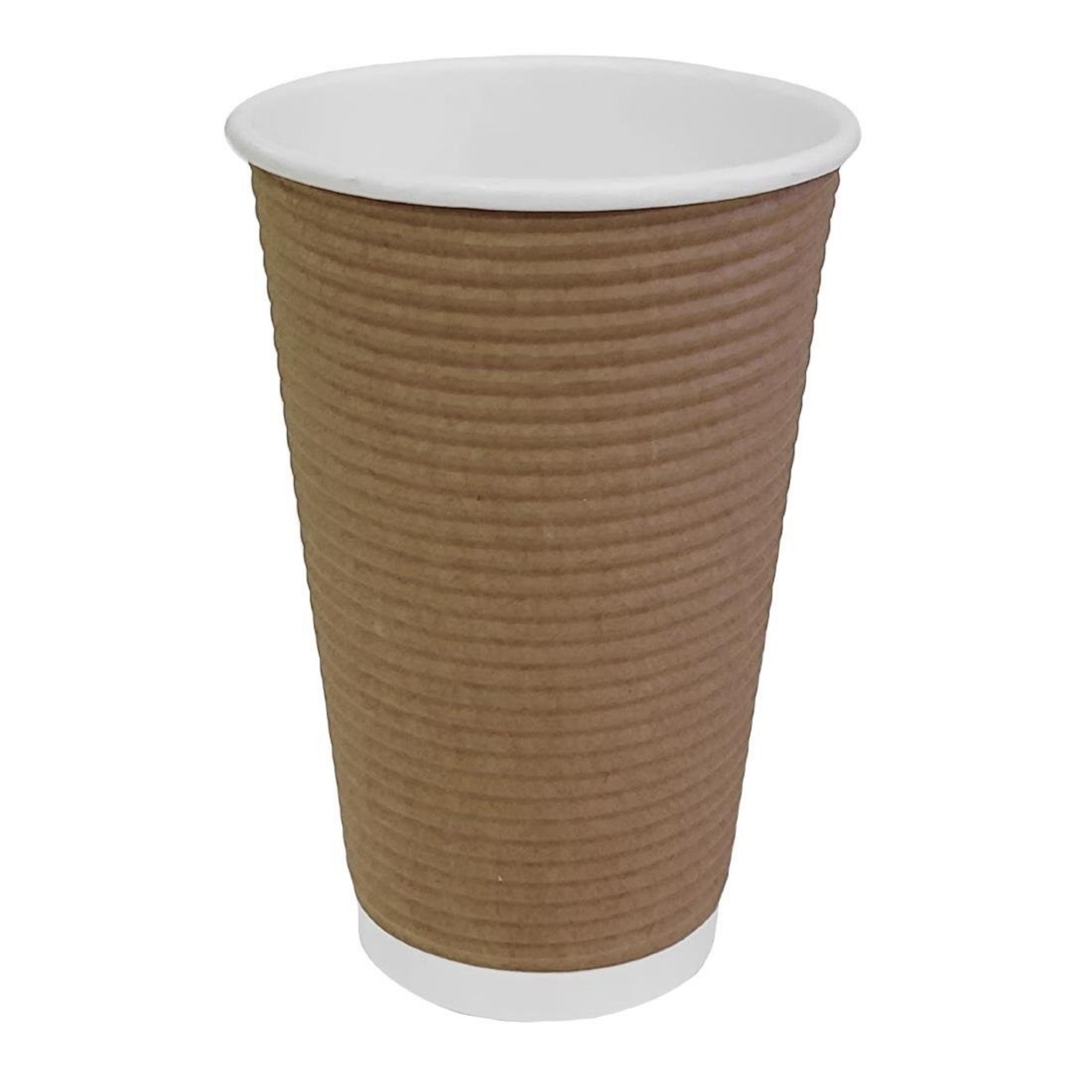 Picture of Fiesta Recyclable Coffee Cups Ripple Wall Kraft 455ml / 16oz (Pack of 25) - GF025
