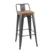 Picture of Bolero Bistro Backrest High Stools with Wooden Seat Pad Gun Metal (Pack of 4) - FB624