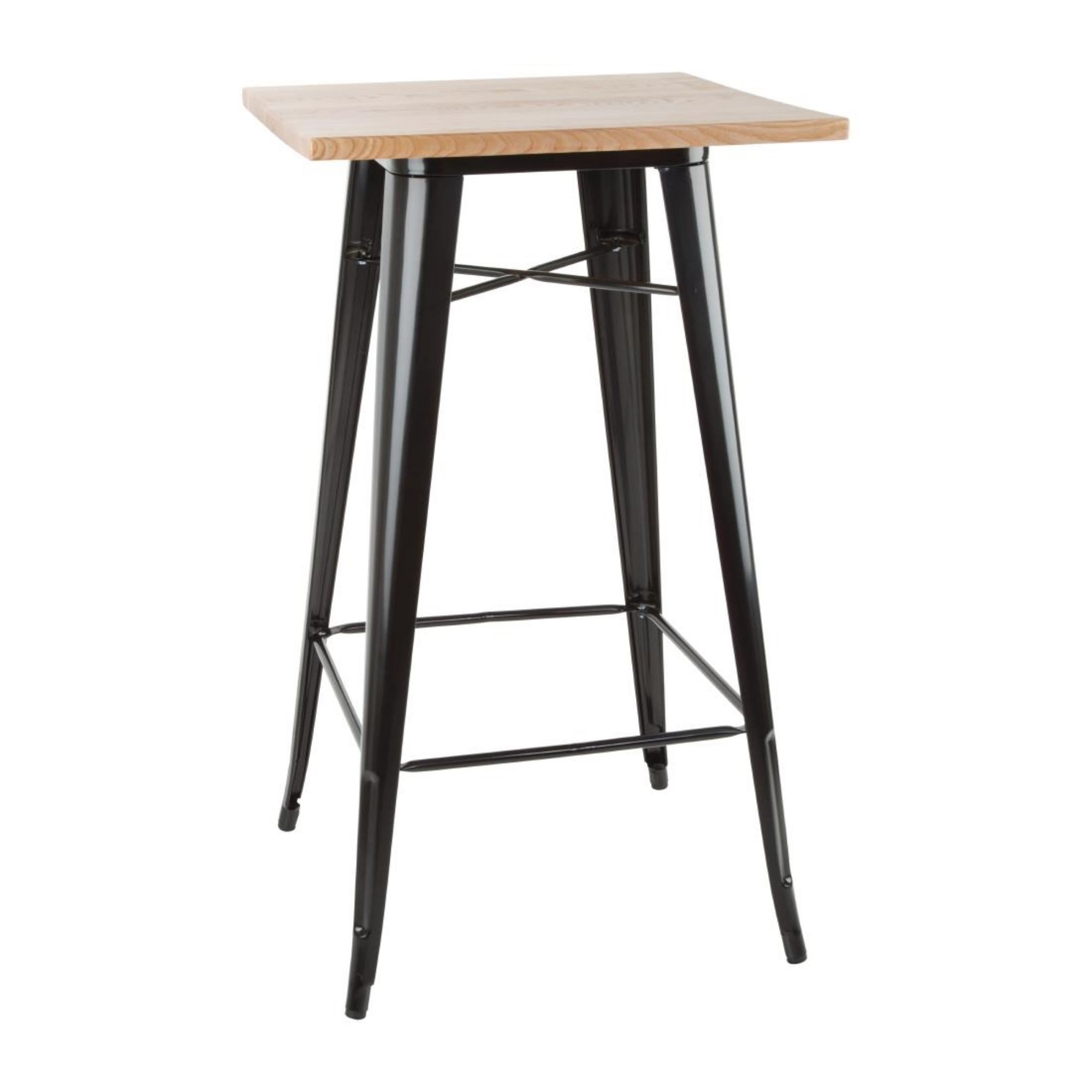 Picture of Bolero Bistro Bar Table with Wooden Top Black - FB595