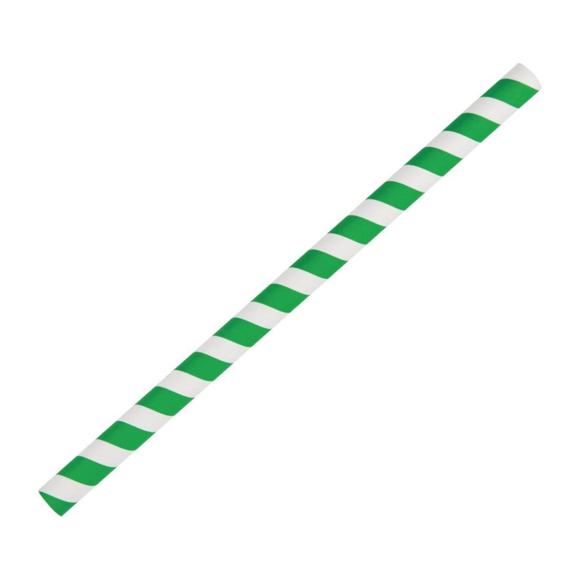 Picture of Fiesta Compostable Paper Smoothie Straws Green Stripes (Pack of 250) - FB148