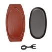 Picture of Olympia Cast Iron Oval Sizzler with Wooden Stand 24cm - F464