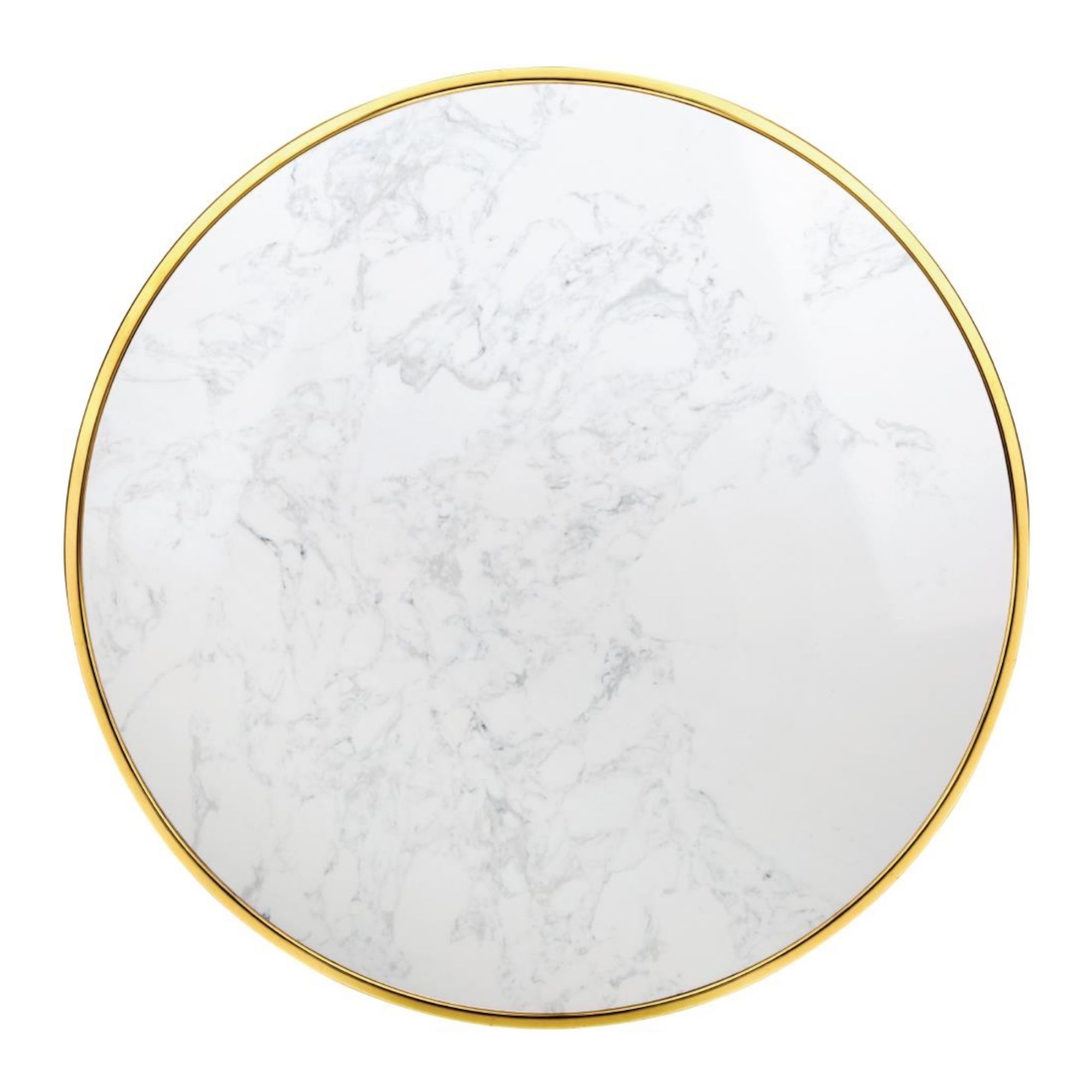 Picture of Bolero Round Marble Tabletop with Brass Effect Rim White 600mm - CY968