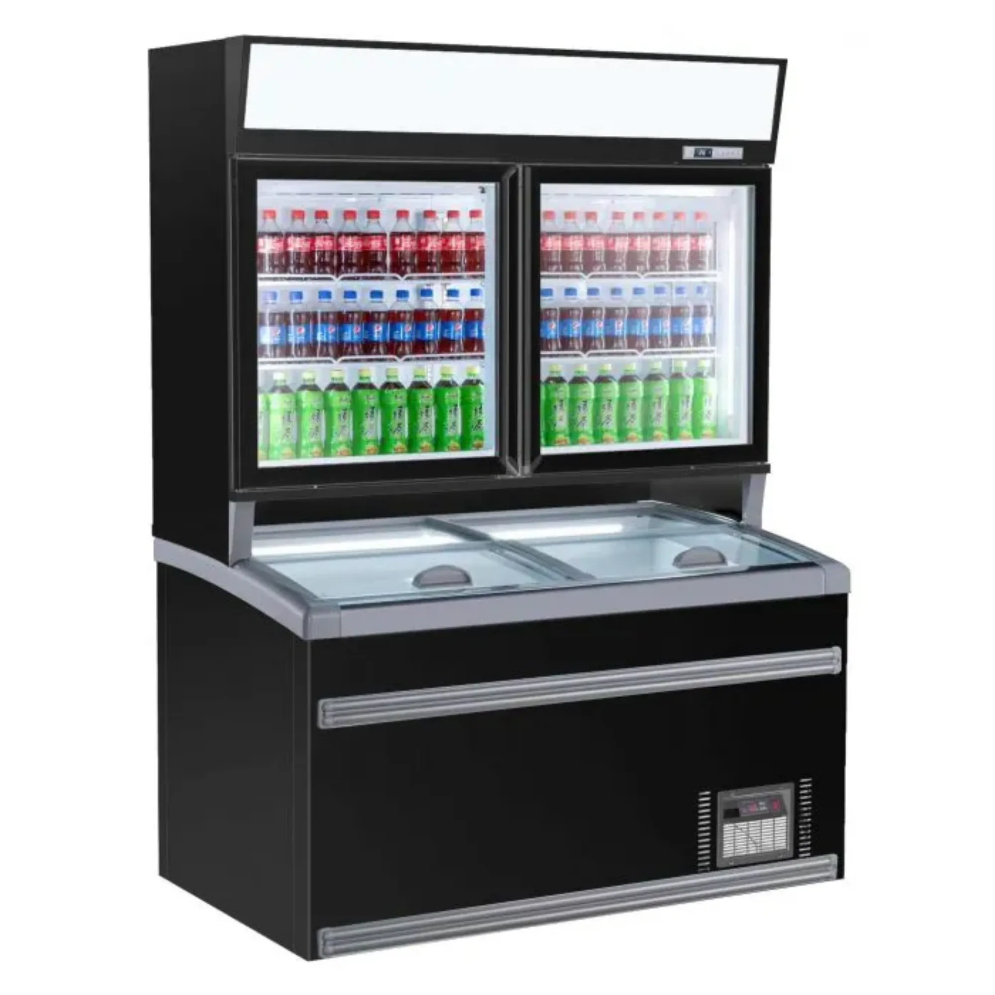 Picture of CombiSteel Wall Mounted Freezer Unit Black 2 Glass Door - 7455.2530