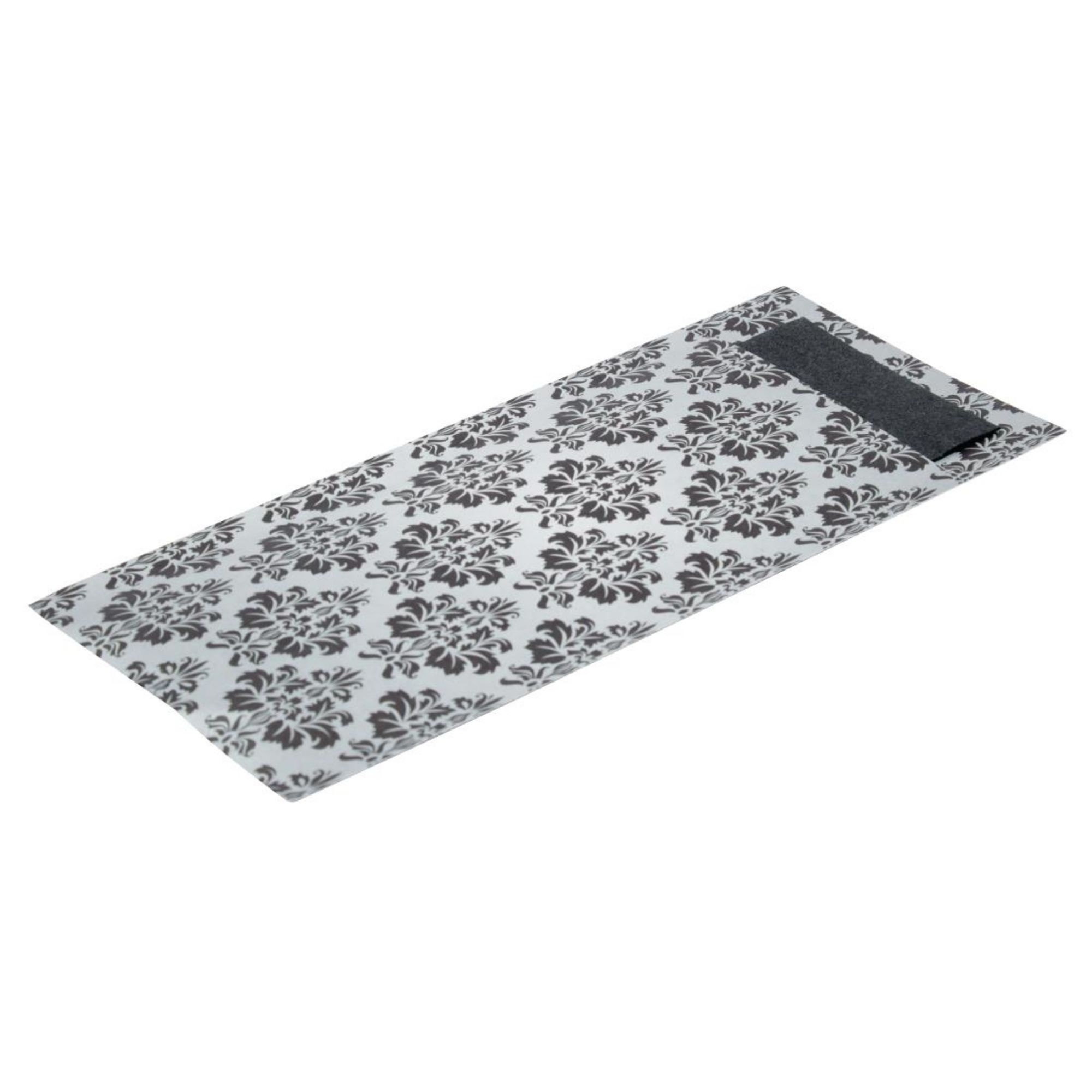 Picture of Europochette White with Vintage Design Cutlery Pouch with Black Napkin (100 pack) - CK238