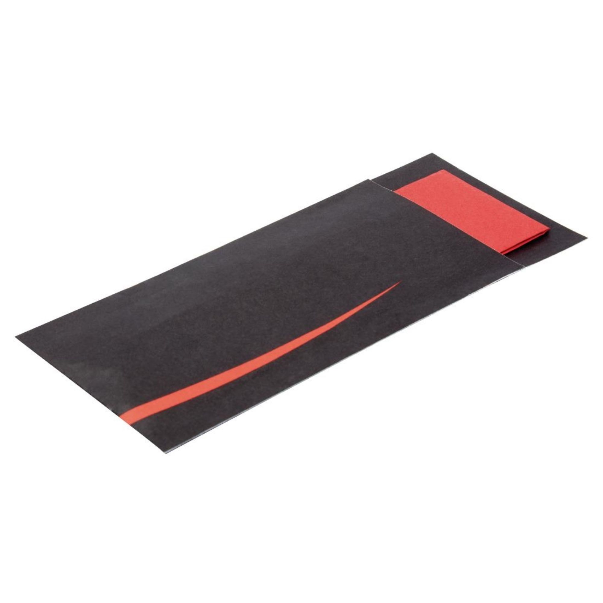 Picture of Europochette Bari Black Cutlery Pouch with Red Napkin (Pack of 100) - CK239