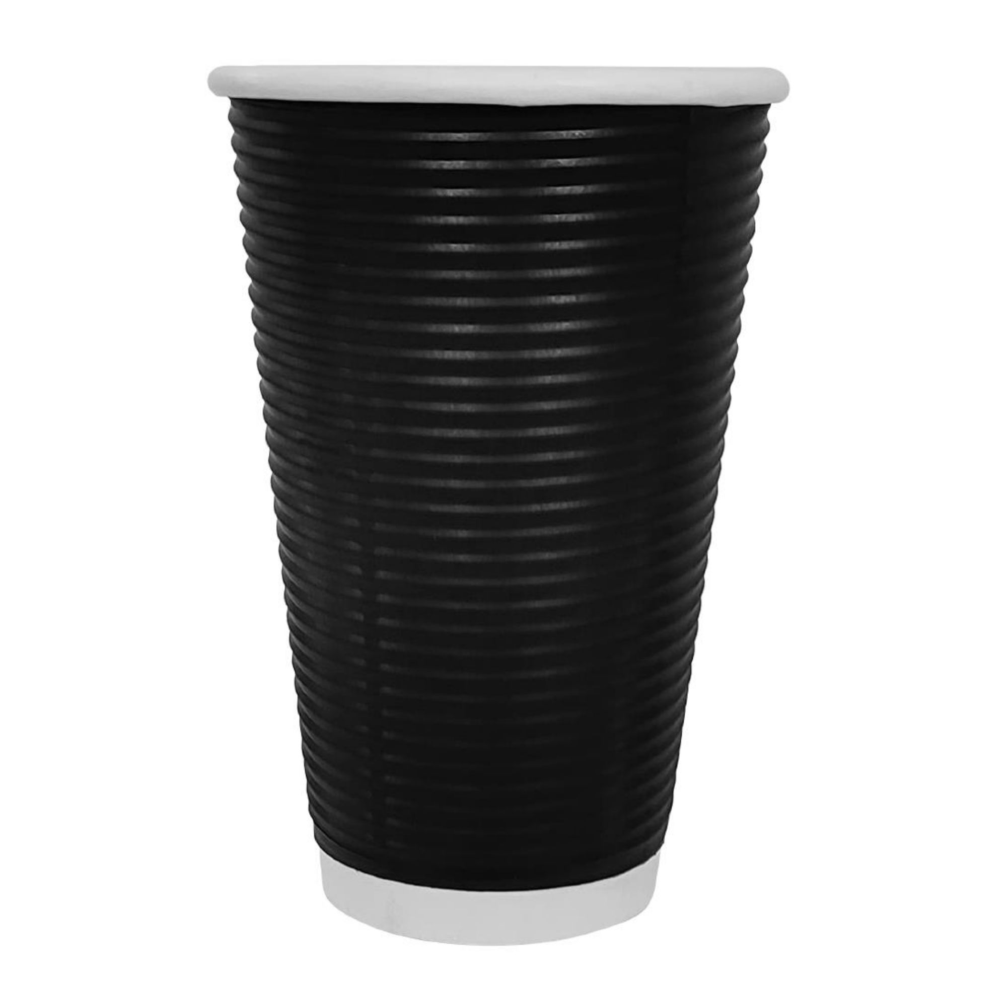 Picture of Fiesta Recyclable Ripple Wall Takeaway Coffee Cups Black 455ml / 16oz (Pack of 25) - CM542