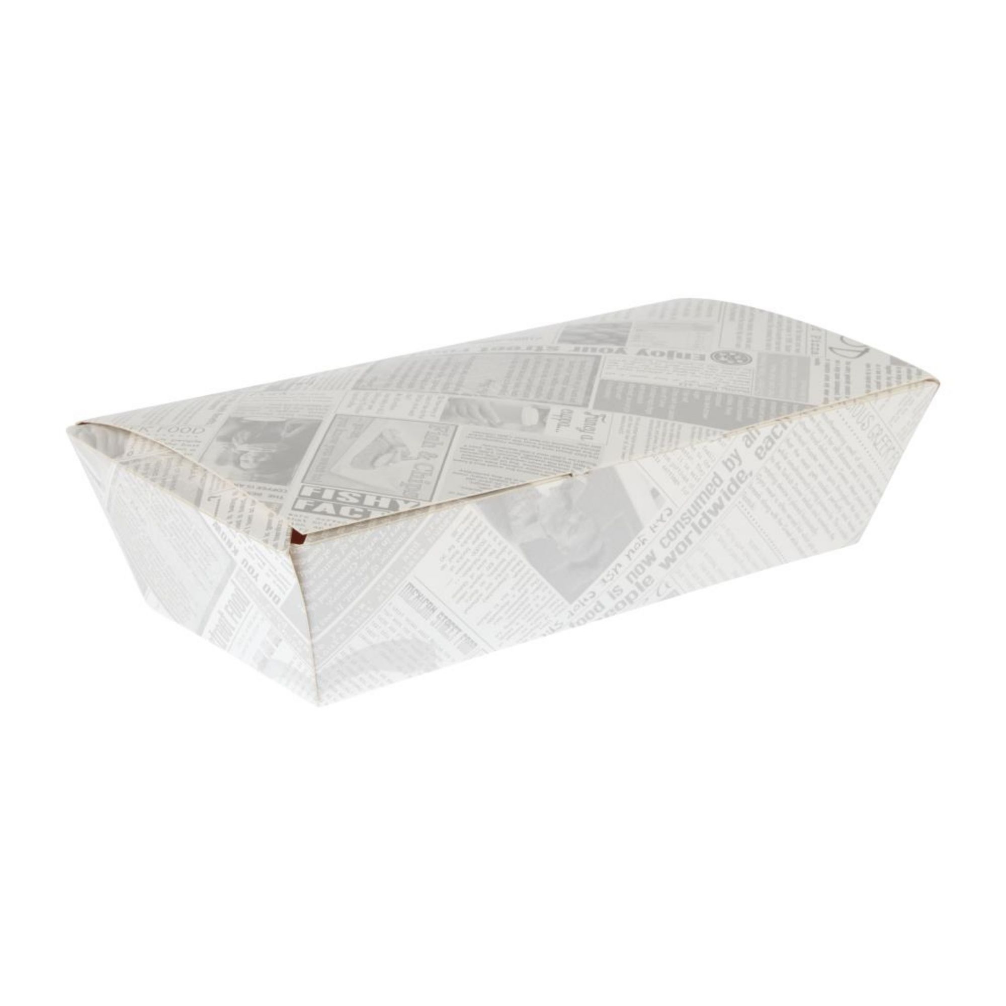 Picture of Colpac Compostable Food Boxes Newspaper Print 250mm (Pack of 150) - CK882