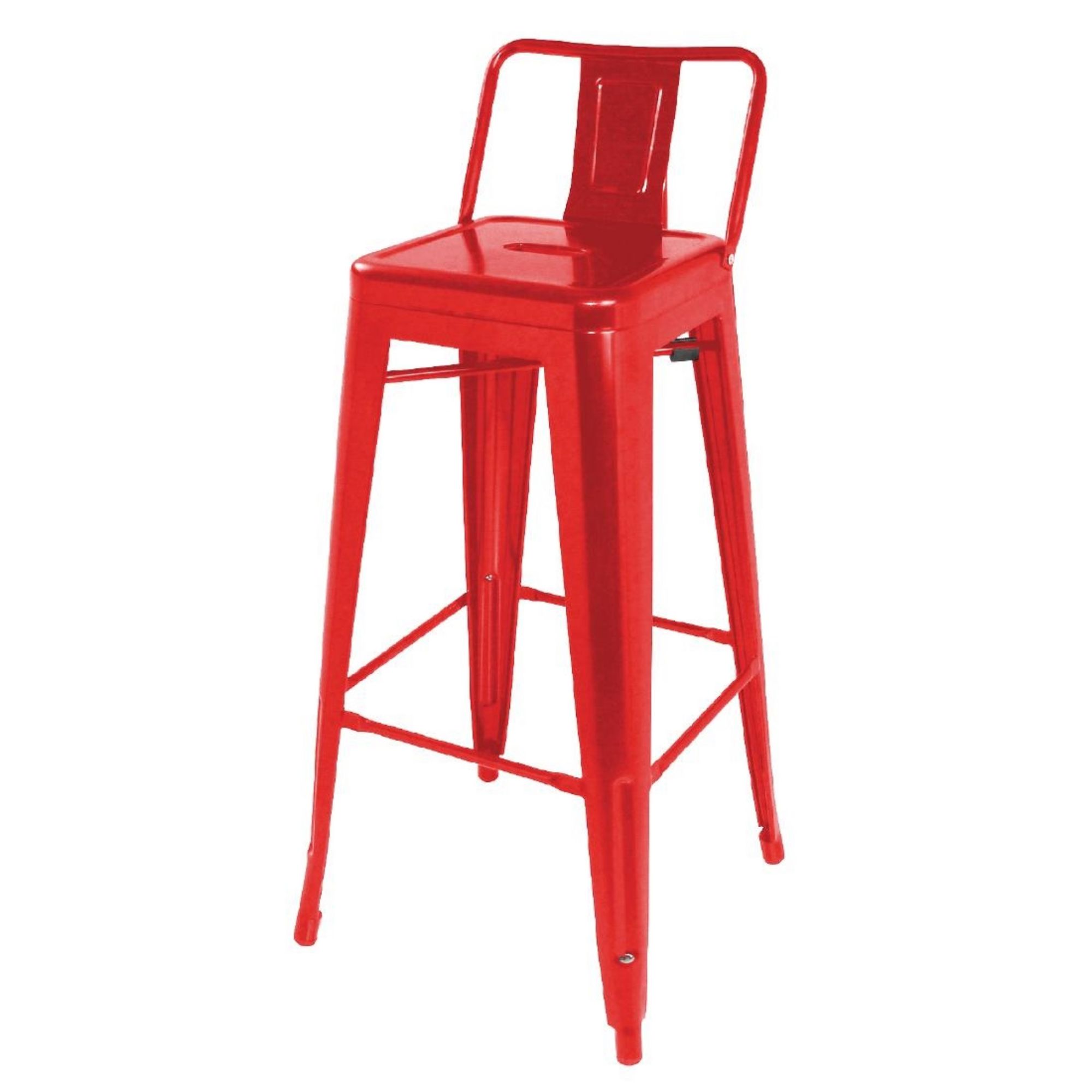 Picture of Bolero Bistro Steel High Stool With Backrest Red (Pack of 4) - DL872