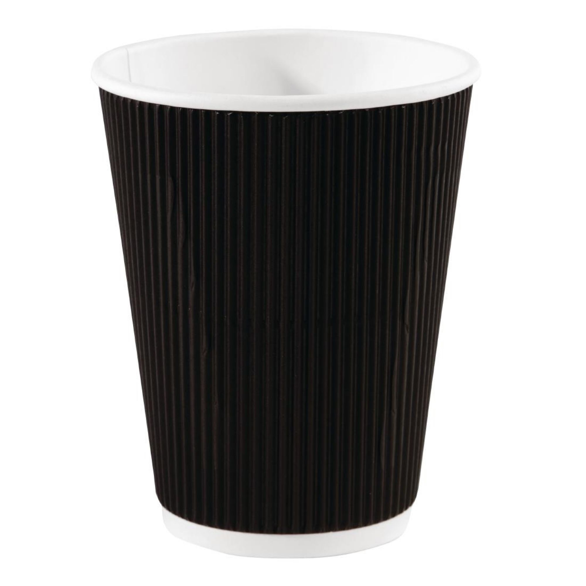 Picture of Fiesta Recyclable Coffee Cups Ripple Wall Black 340ml / 12oz (Pack of 25) - CM541