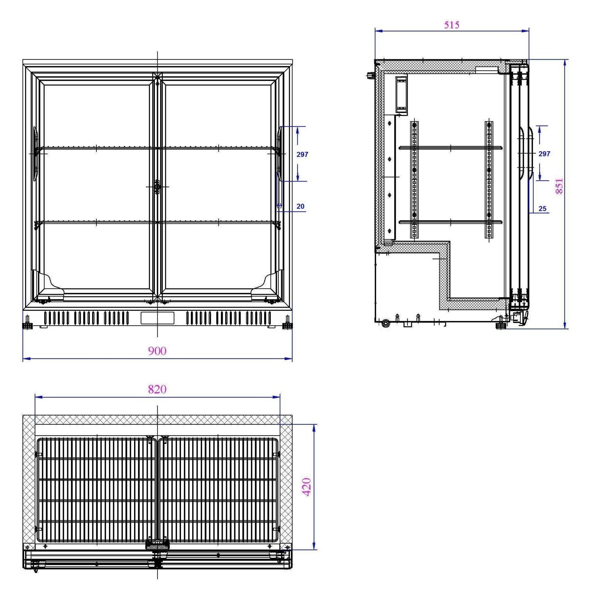 Picture of CombiSteel Backbar Cooler 2 Sliding Glass Door Black - 7527.0045