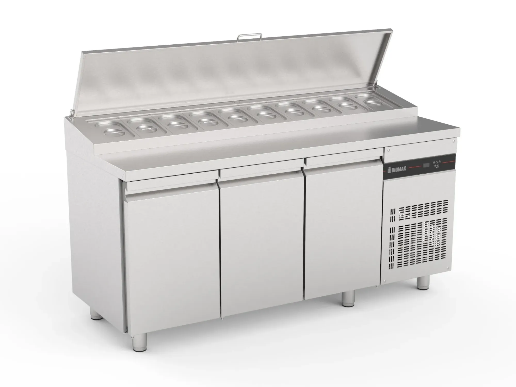 Picture of Inomak ZPZ999 3 Door Prep Counter W/ Raised Collar - ZPZ999