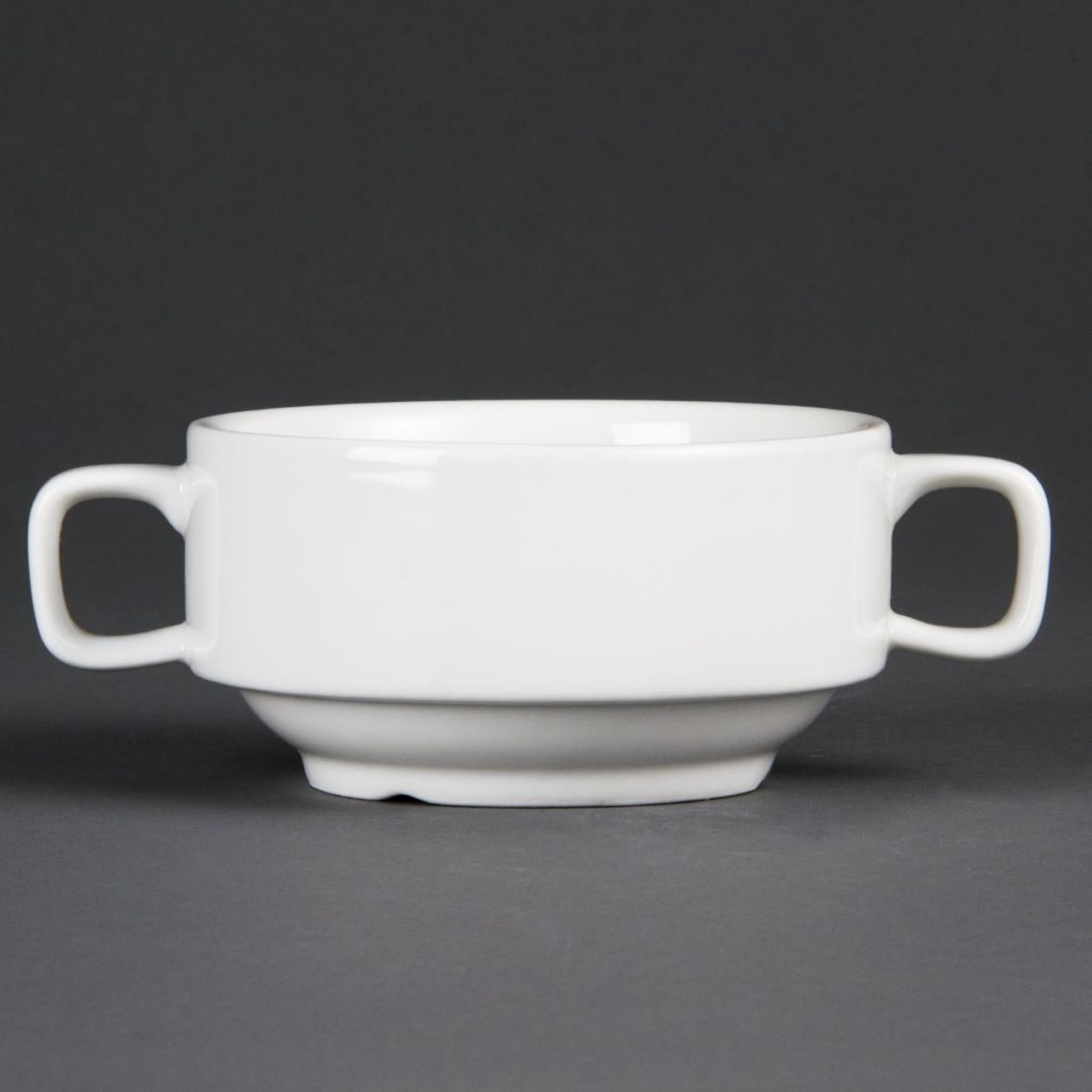 Picture of Olympia Whiteware Soup Bowls With Handles 400ml (Pack of 6) - C239