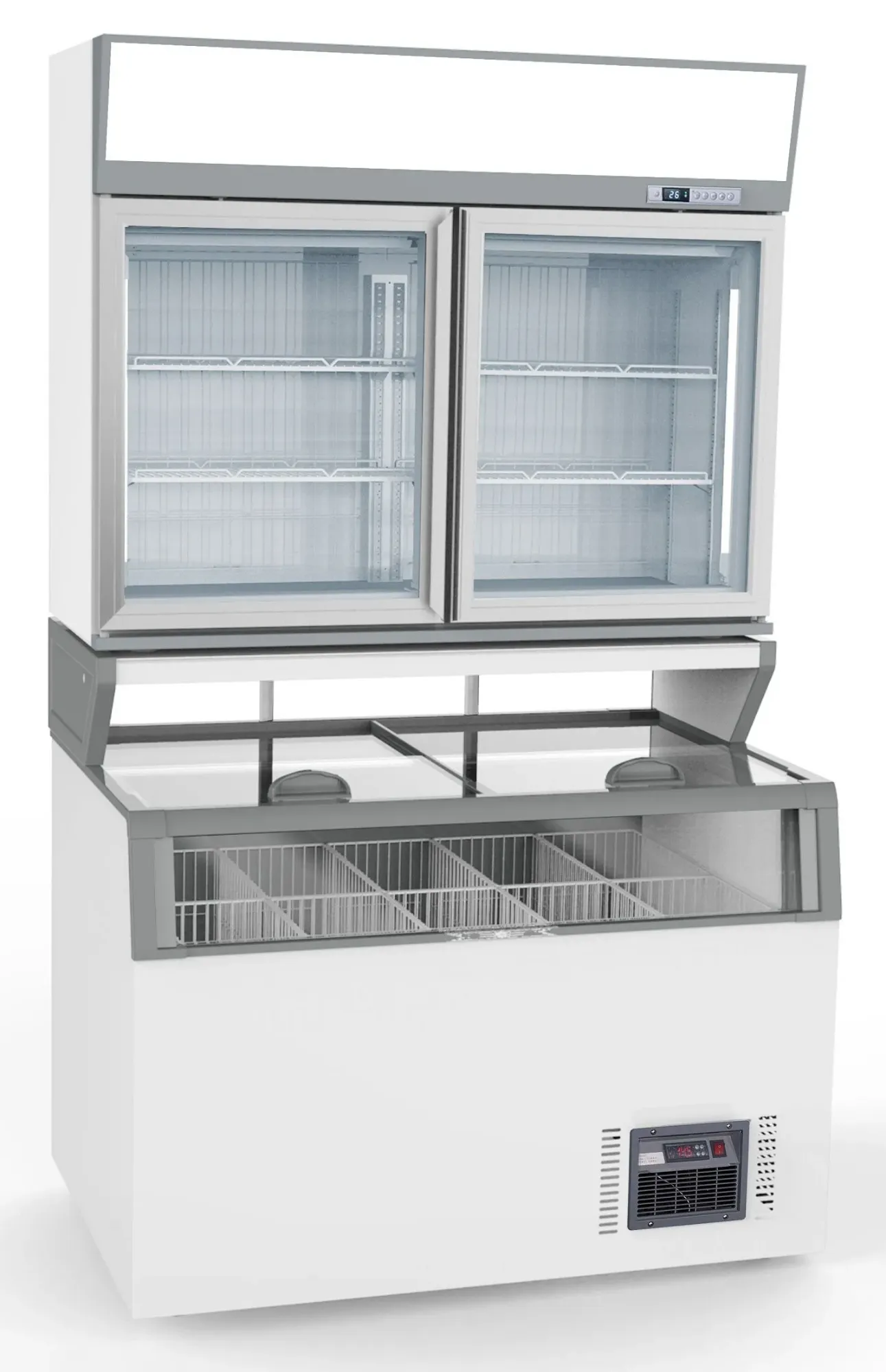 Picture of CombiSteel Wall Mounted Freezer Unit White 2 Glass Door - 7455.2520