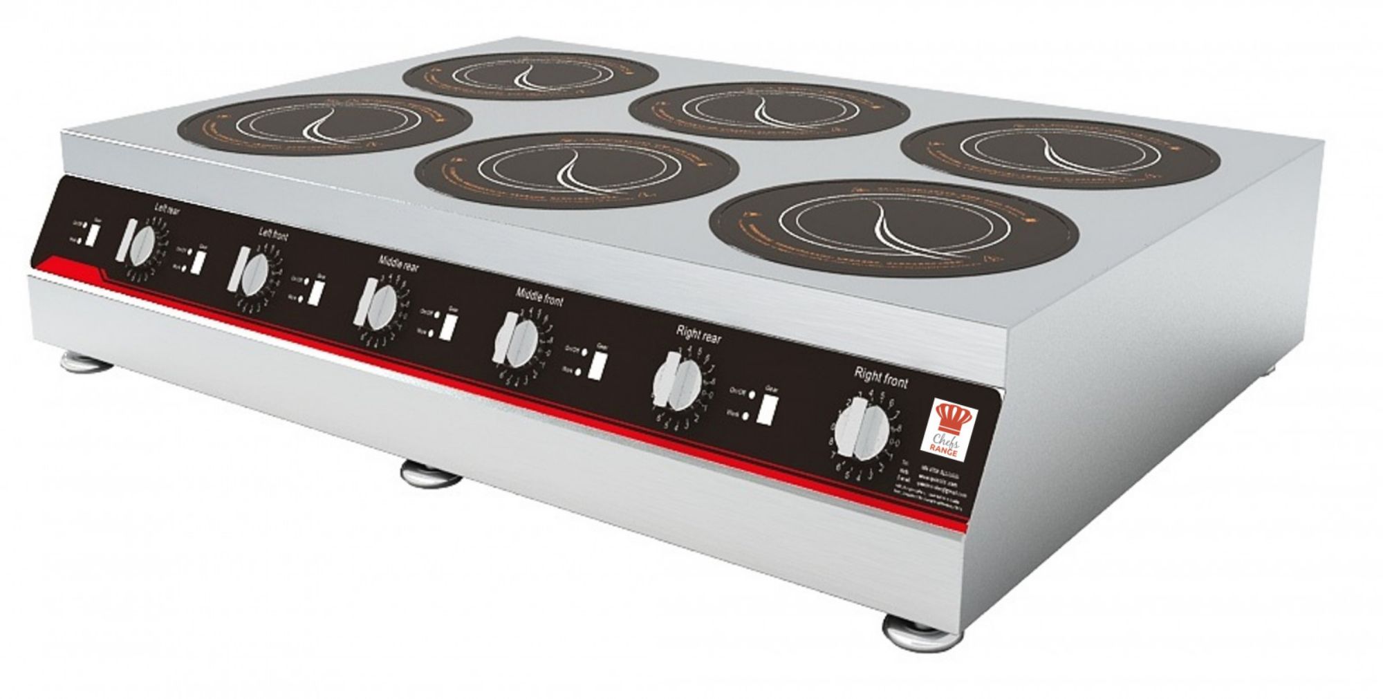 Picture of Chefsrange GXIH6-3 80 Line Counter Top 6 Ring Induction Hob - 6 X 3Kw Power - GXIH6-3