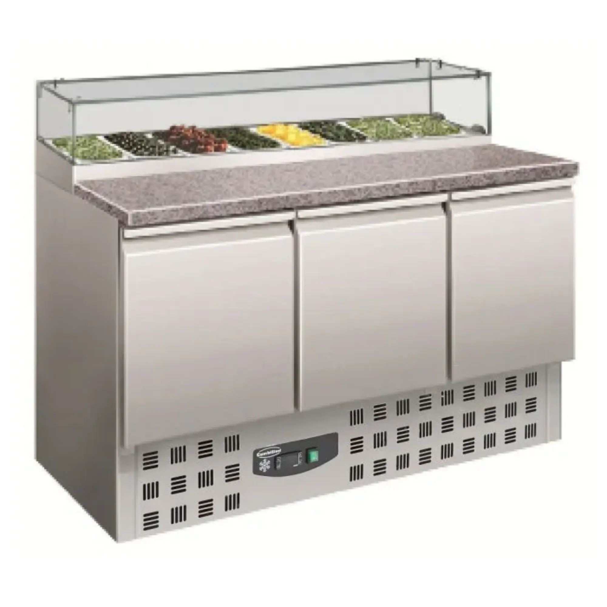 Picture of CombiSteel Pizza Preparation Counters 3 Door wth 3 Topping Unit - 7450.0220
