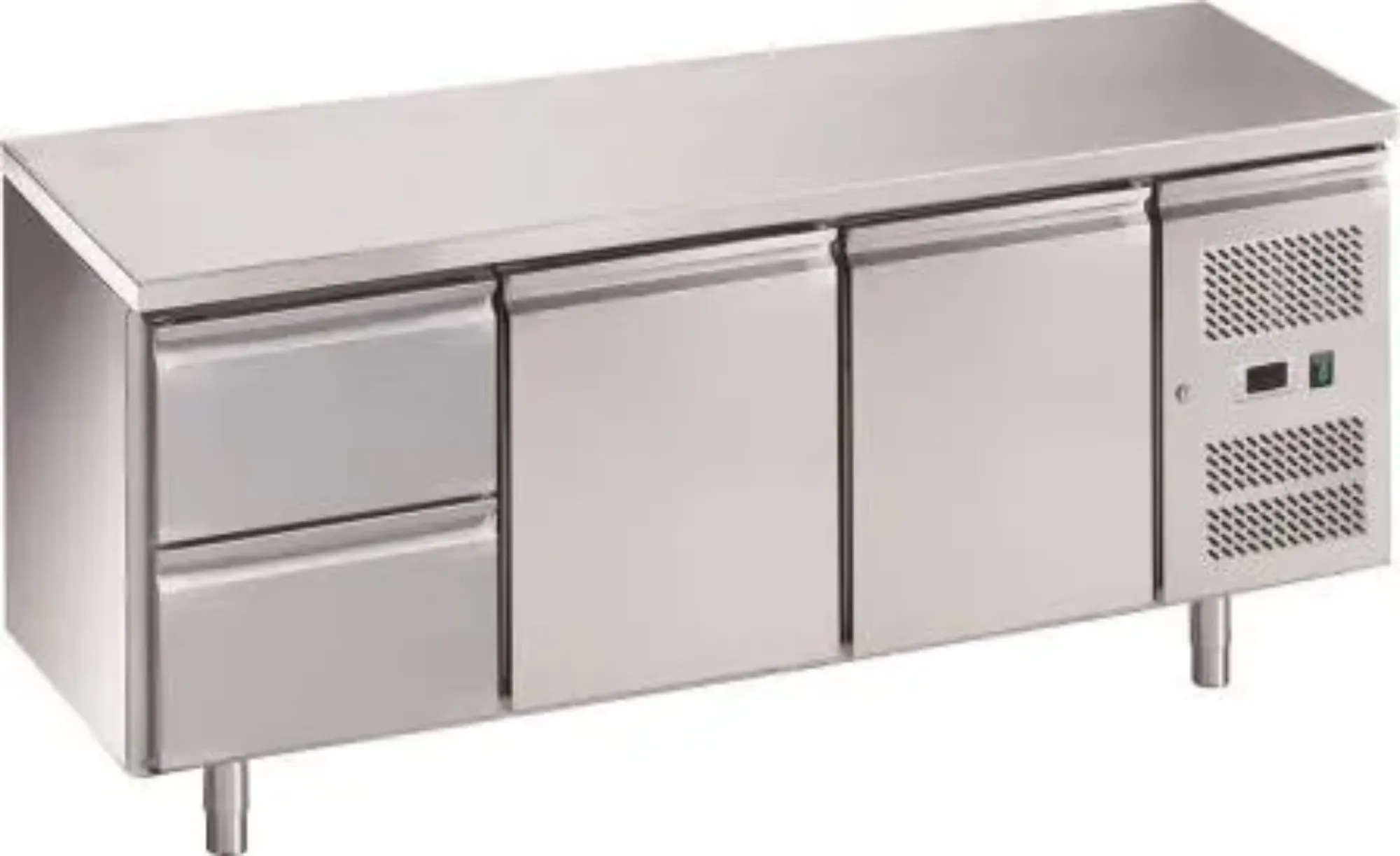 Picture of Chefsrange RC3H2D 3 Door Fridge Counter With Castors + 1 Bank Of 2 Drawers - RC3H2D