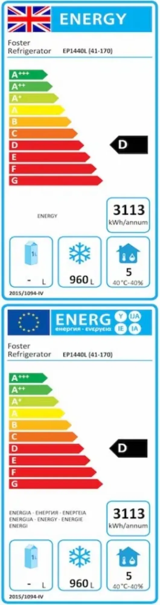 Picture of Foster EP1440L/41-170 EcoPro G3 Upright Freezer Cabinet, 1350 Litres - EP1440L41170