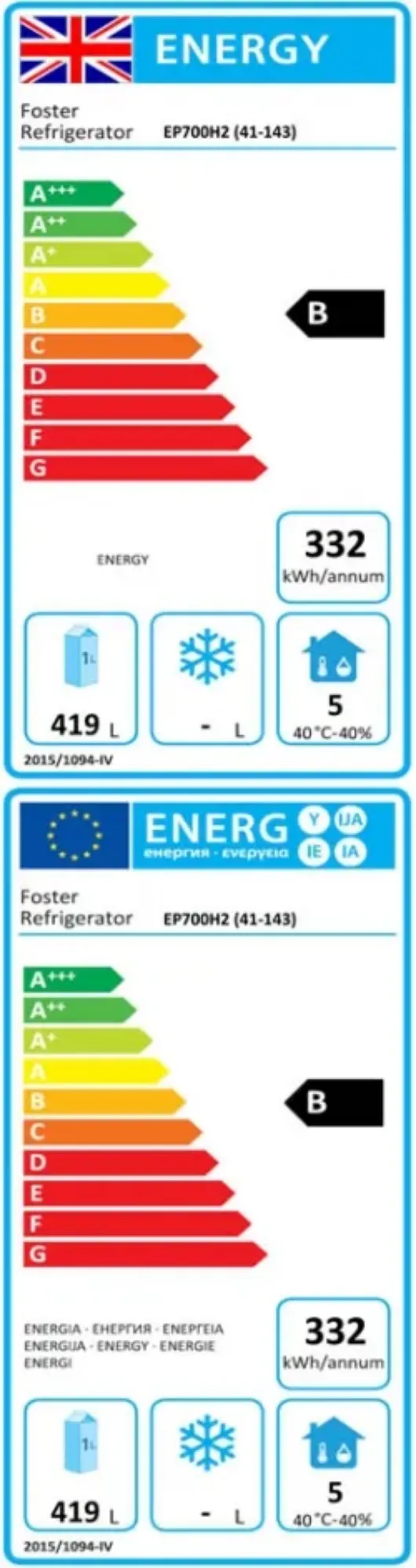 Picture of Foster EP700H2/41-143 Upright Half Door Refrigerated Cabinet - Stainless Steel Int/Ext - EP700H241143