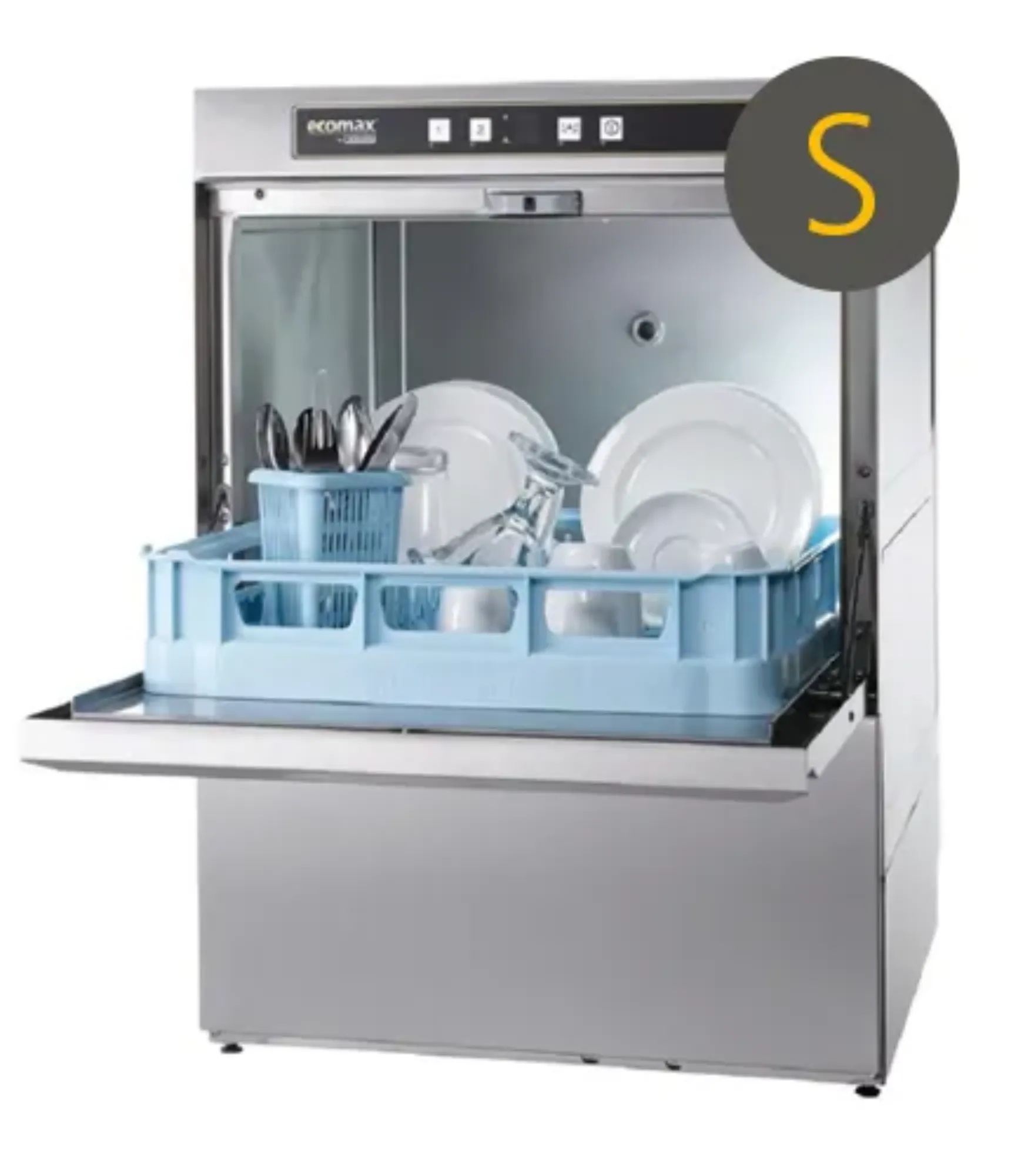 Picture of Hobart Ecomax F504SW-20B Undercounter Dishwasher with Water Softener, 500mm Rack - F504SW-20B
