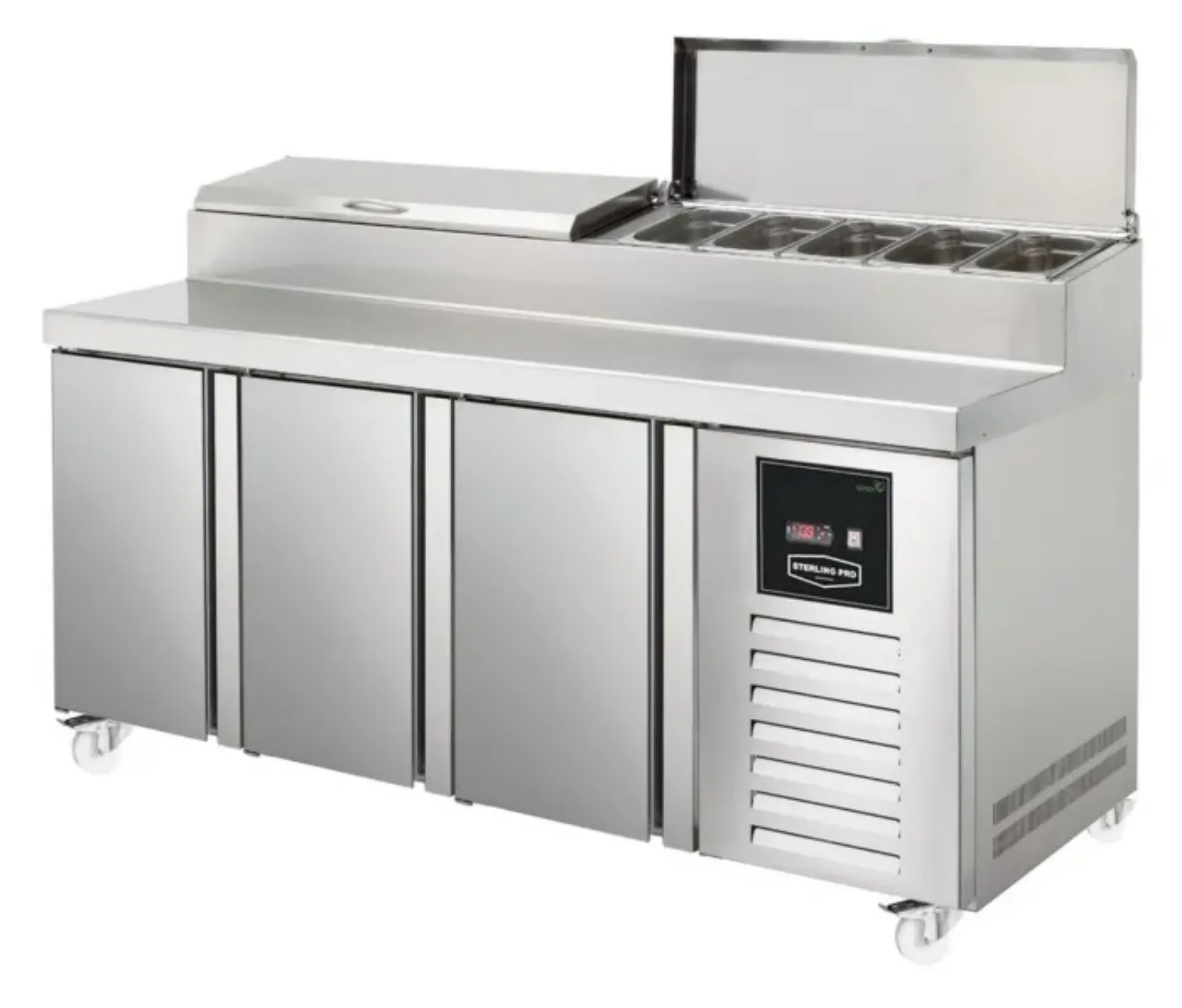 Picture of Sterling Pro Green SPIZ-180 3 Door Refrigerated Pizza Preparation Counter 428 Litres - SPIZ-180