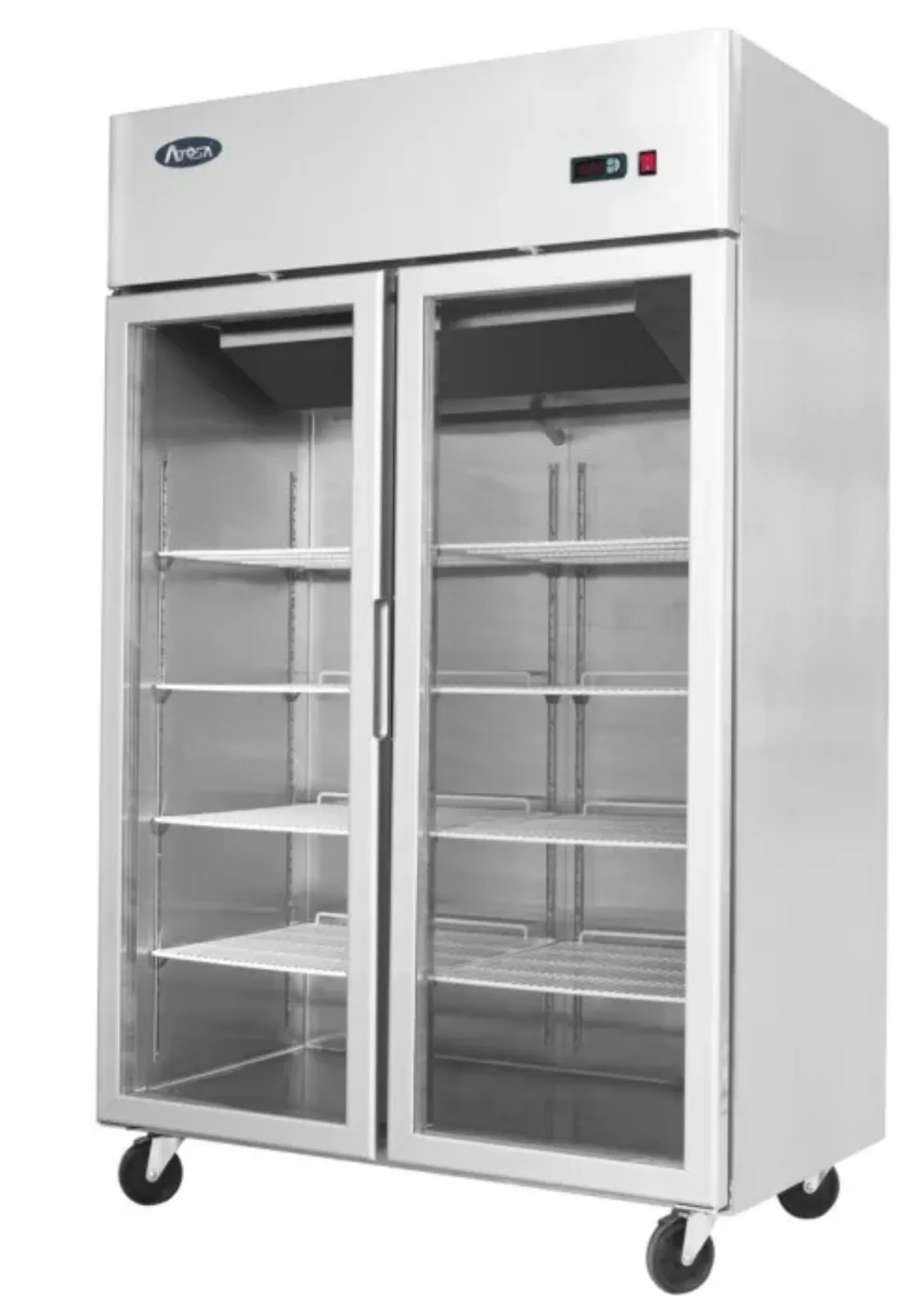 Picture of Atosa YCF9402GR Slimline Double Glass Door Upright Fridge 900ltrs - YCF9402GR