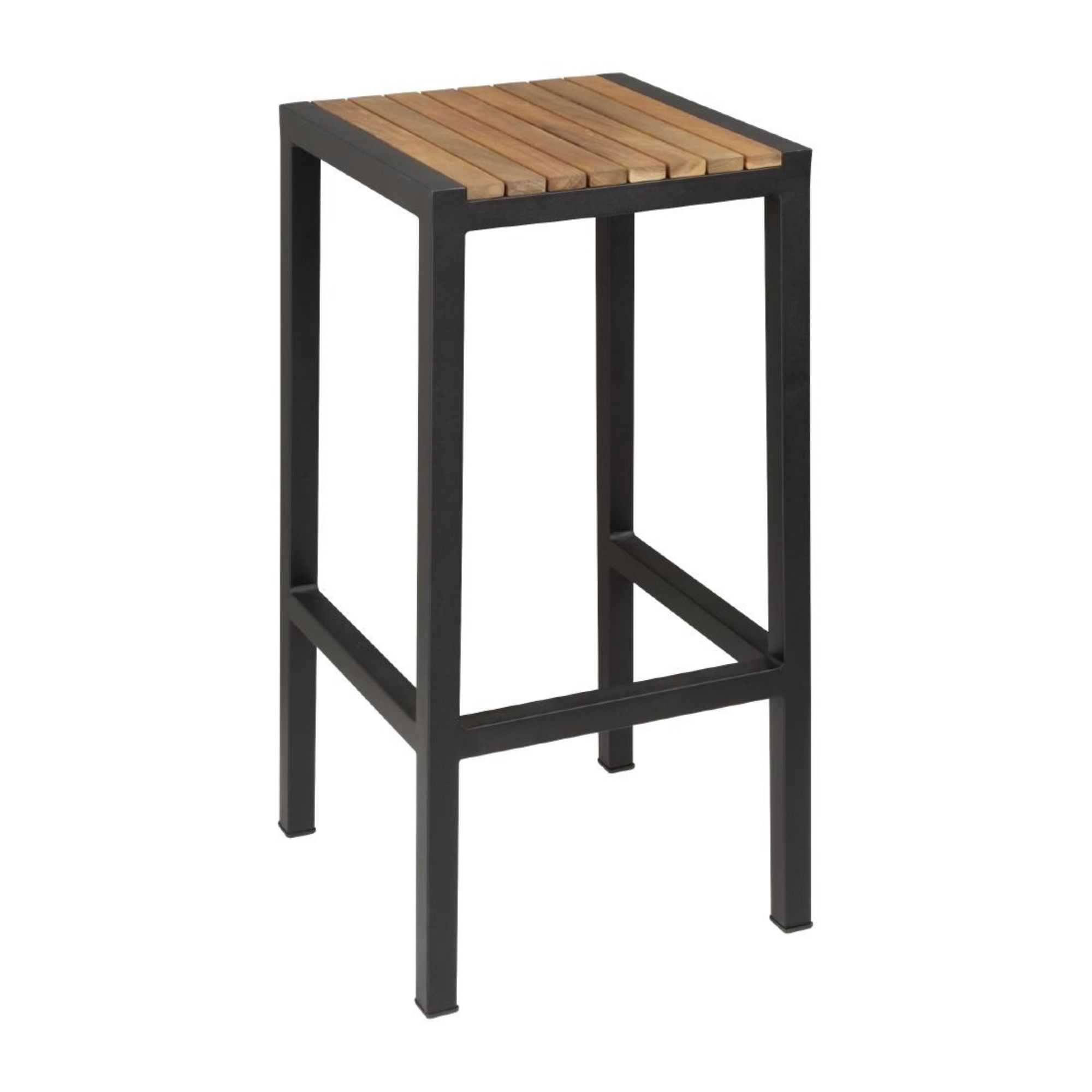 Picture of Bolero Black Steel & Acacia Wood Bar Stools (Pack of 2) - DS156