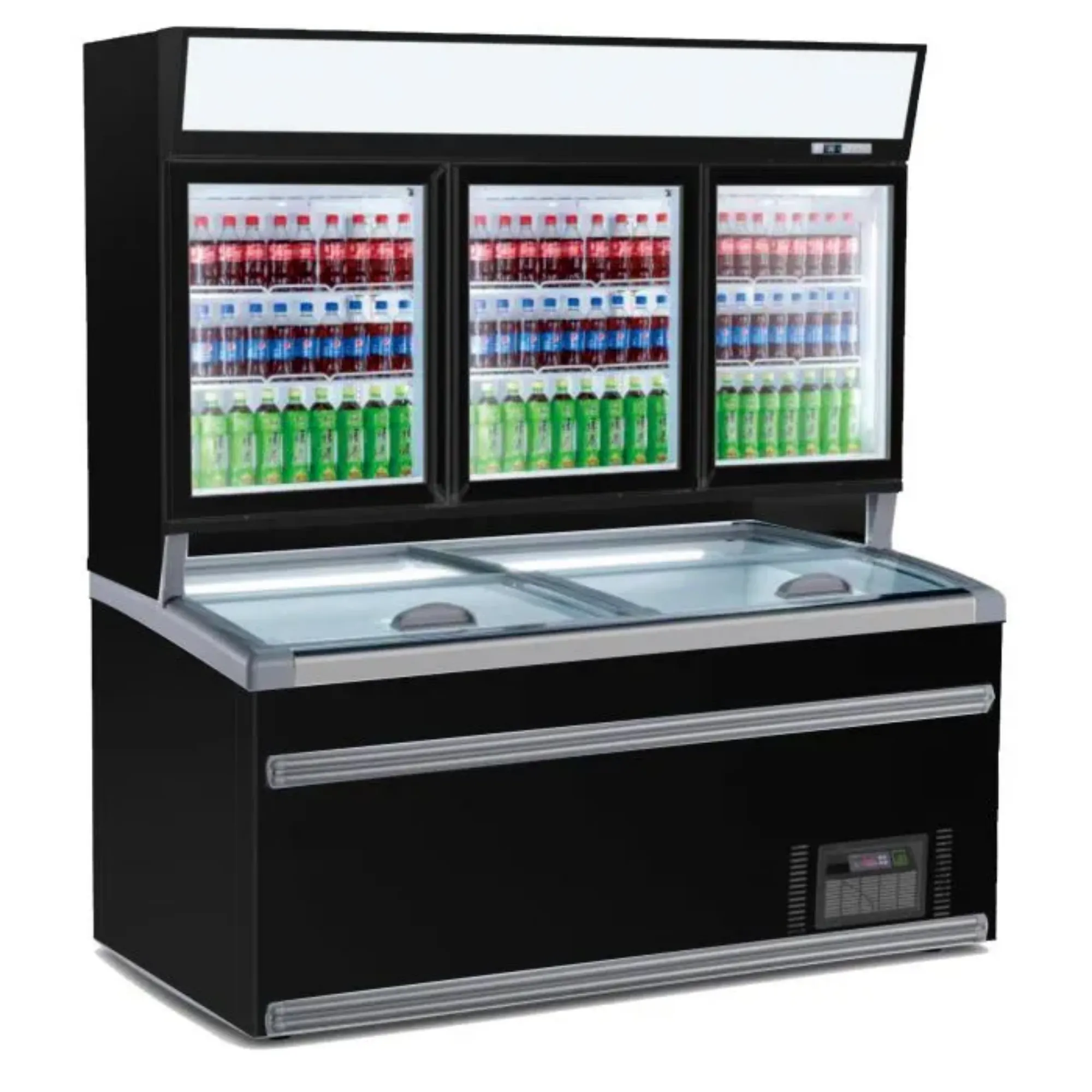 Picture of CombiSteel Wall Mounted Cold&Freezer Unit Black 3 Glass Door - 7455.2515