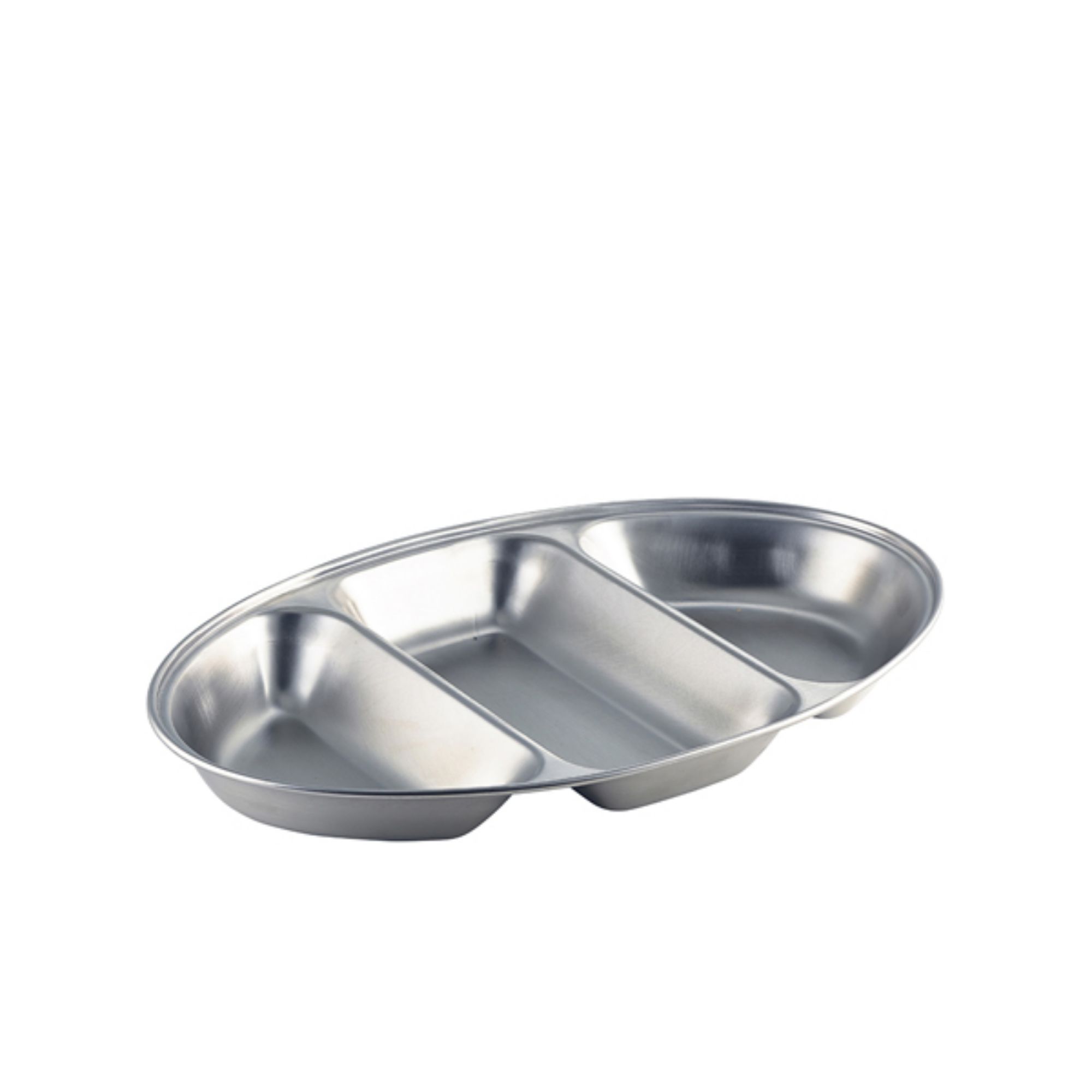 Picture of GenWare Stainless Steel Three Division Oval Vegetable Dish 35cm/14" - 12563