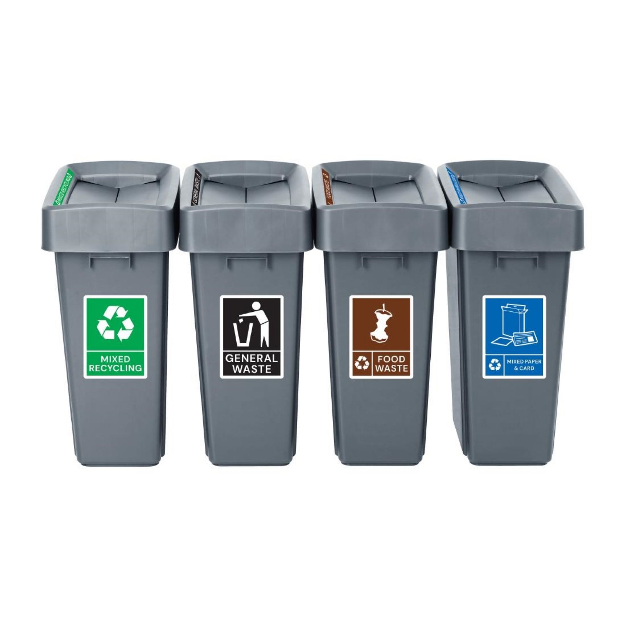 Picture of Jantex Simpler Recycling Slim Bin Bundle Grey 4x 60Ltr - SA829