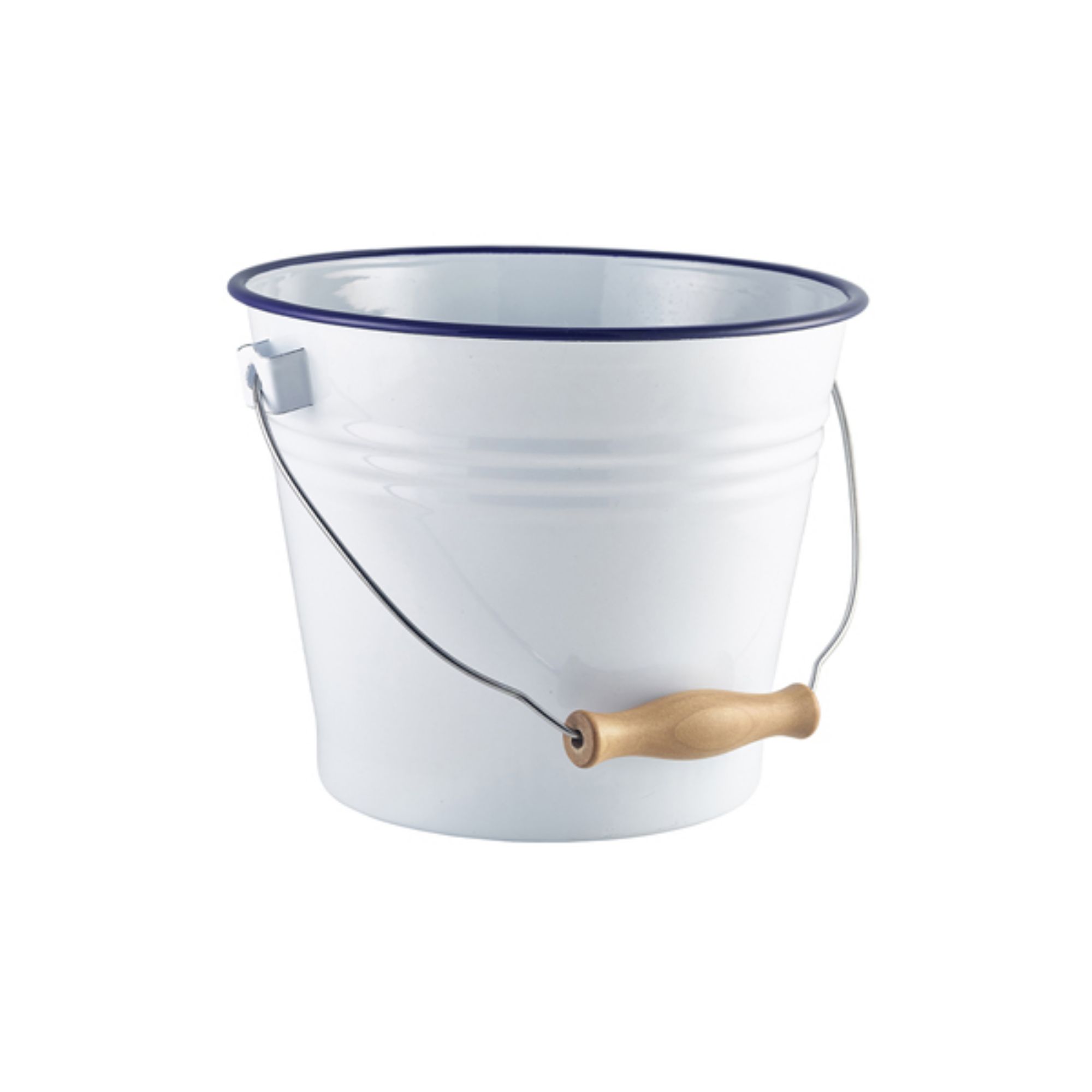 Picture of Enamel Bucket White with Blue Rim 22cm Dia - 58522