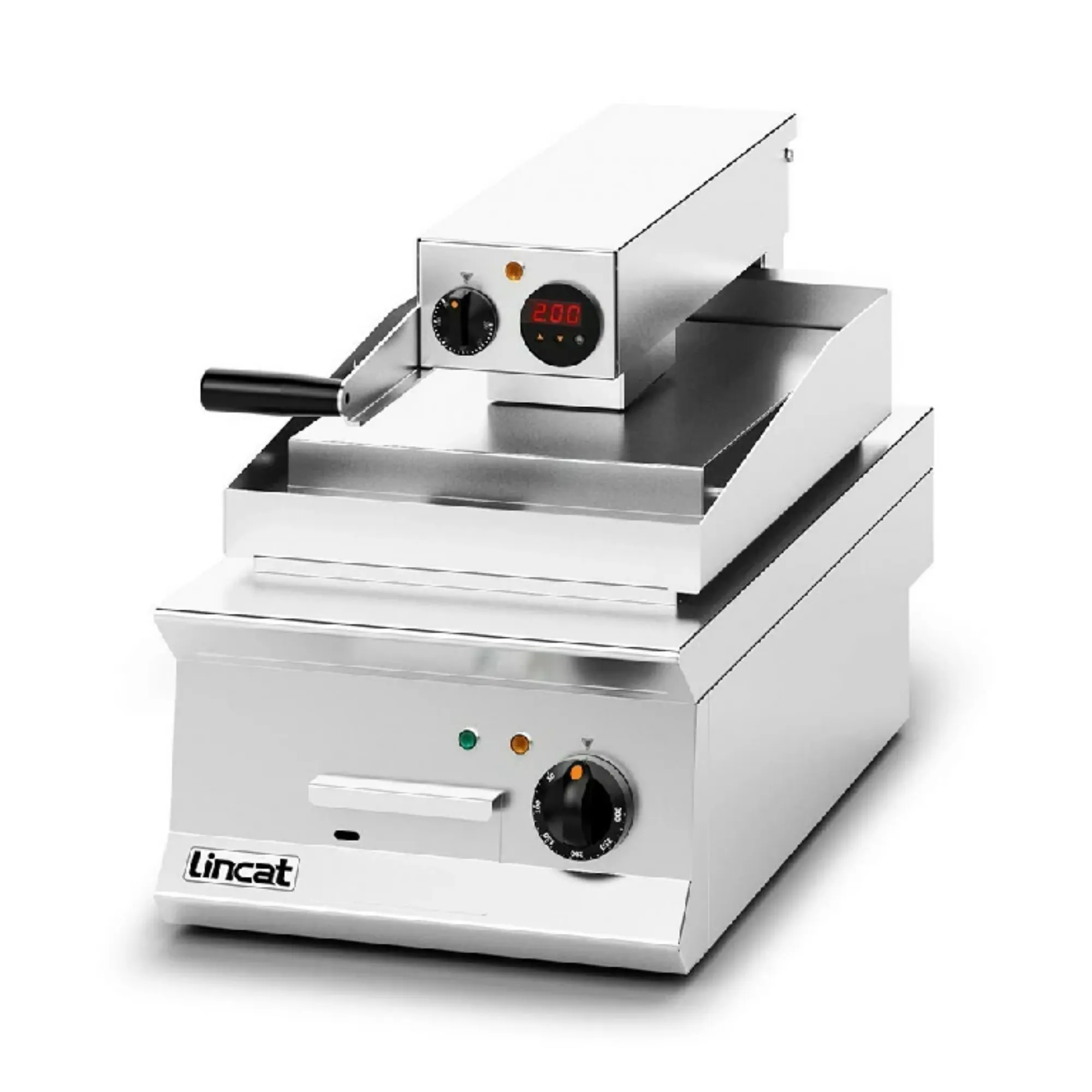 Picture of Lincat Opus 800 Electric Counter-top Clam Griddle - Ribbed Upper Plate - W 400 mm - 8.6 kW - OE8211/R