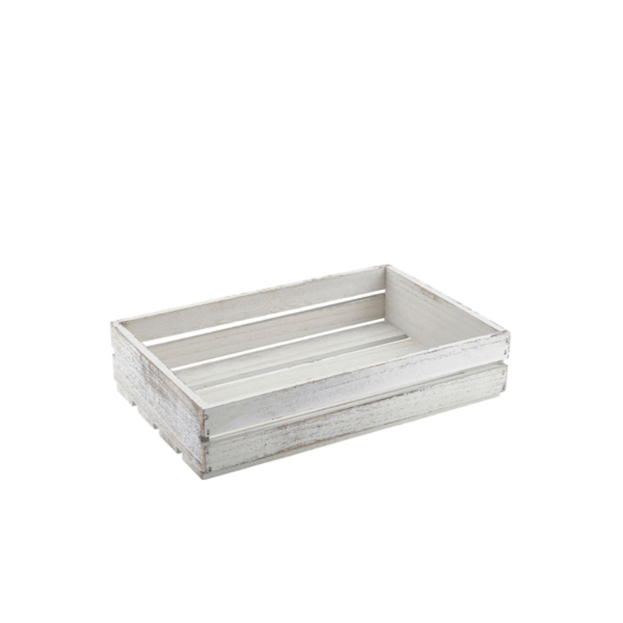 Picture of Genware White Wash Wooden Crate 35 x 23 x 8cm - TR225W