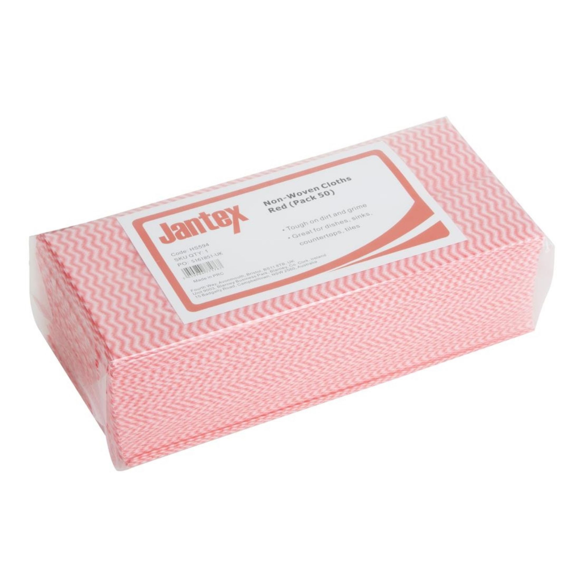 Picture of Jantex Non-Woven Cloths Red (50 Pack) - HS594
