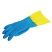 Picture of MAPA Alto 405 Liquid-Proof Heavy-Duty Janitorial Gloves Blue & Yellow Medium - FA296-M