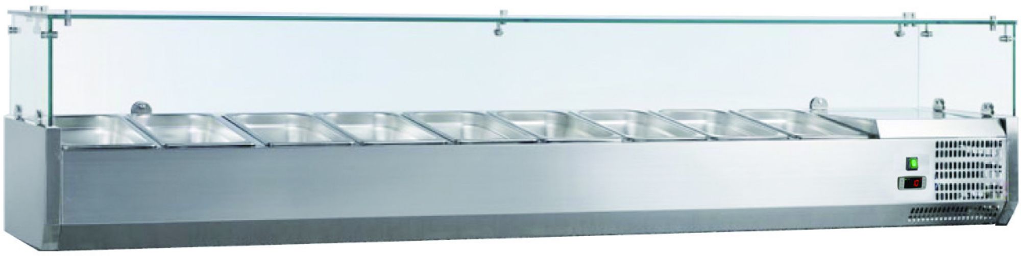 Picture of Chefsrange TU150013G 1500Mm Glass Topping Well 5 X 1/3Gn + 1 X 1/2Gn - TU150013L