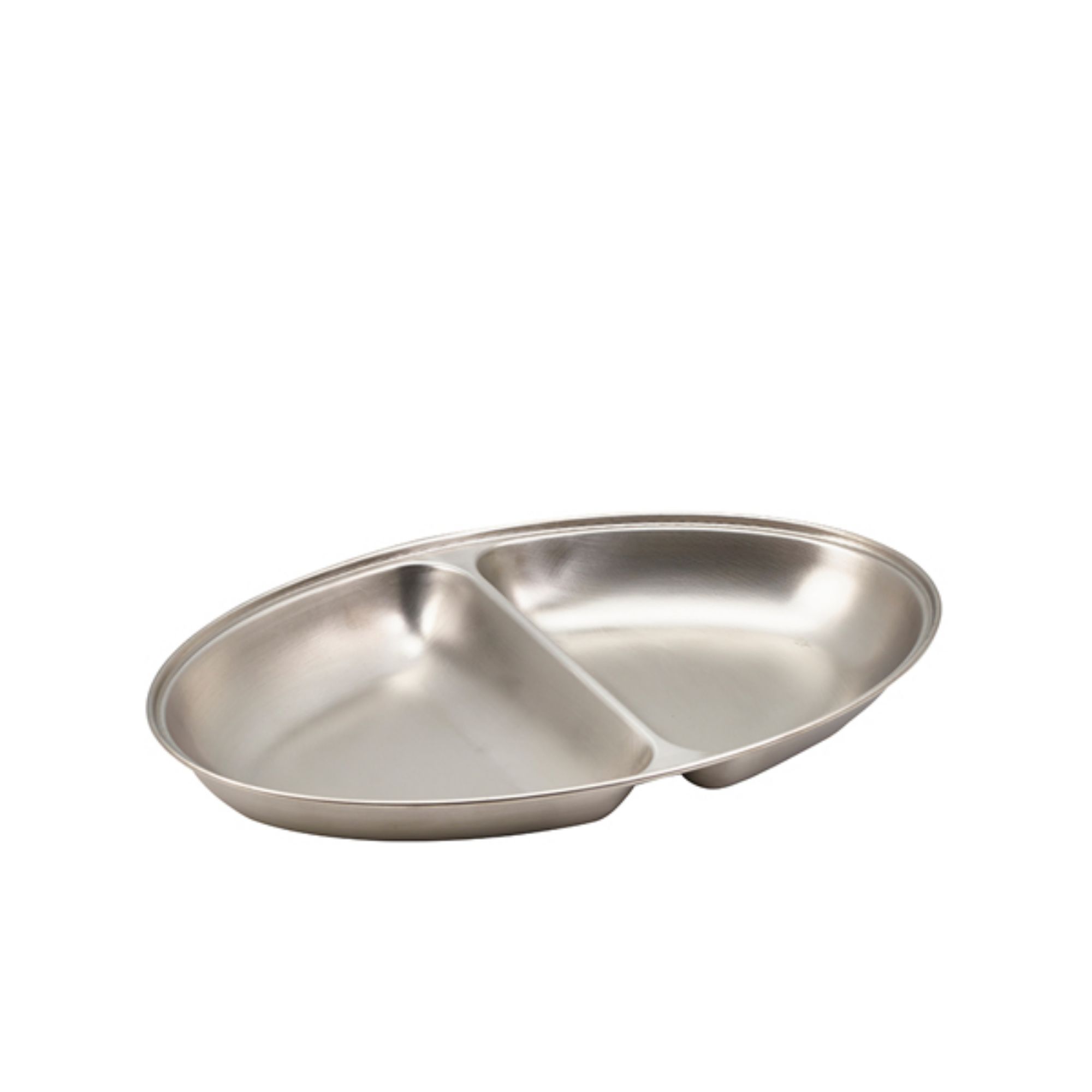 Picture of GenWare Stainless Steel Two Division Oval Vegetable Dish 35cm/14" - 12562