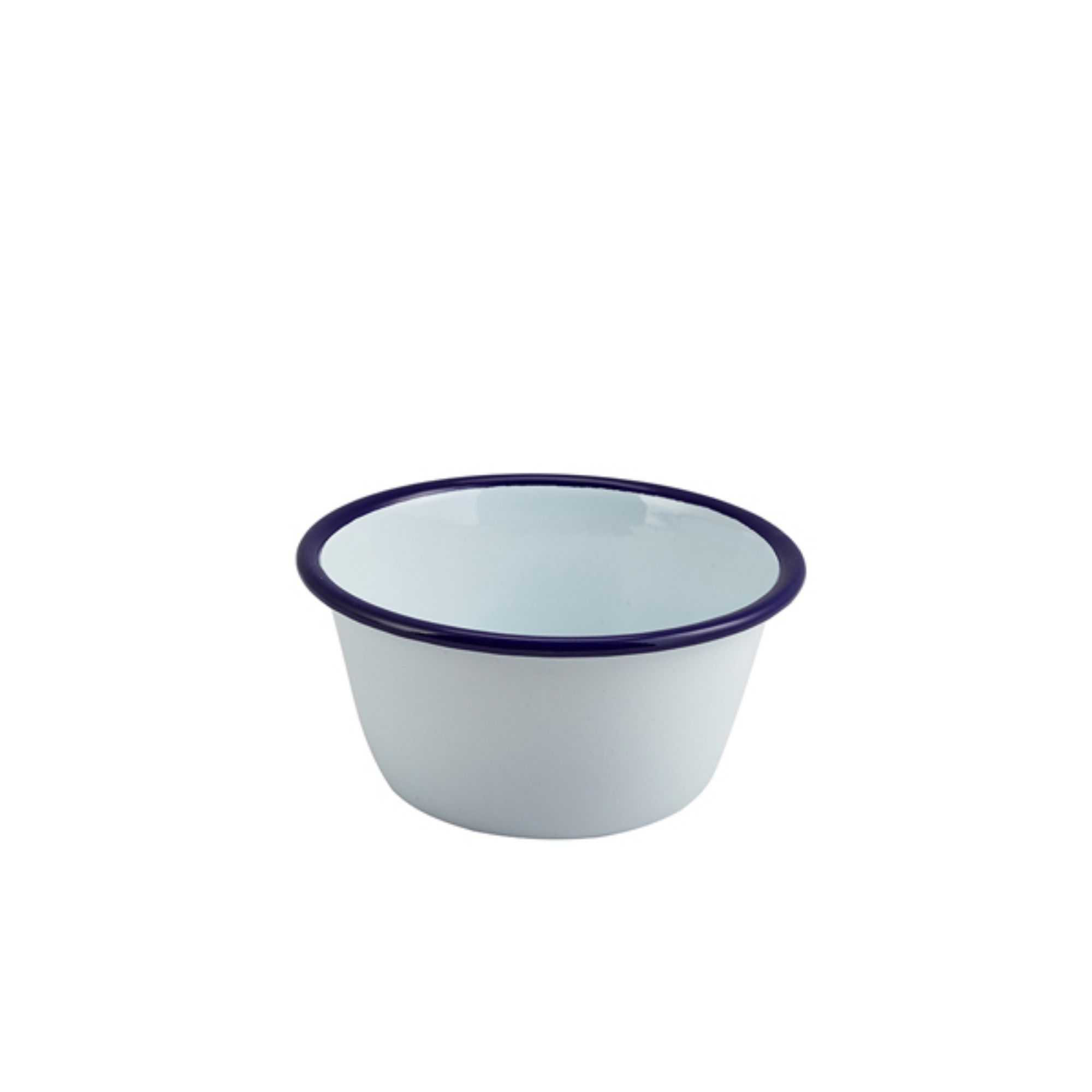 Picture of Enamel Round Deep Pie Dish White & Blue 12cm - 59512