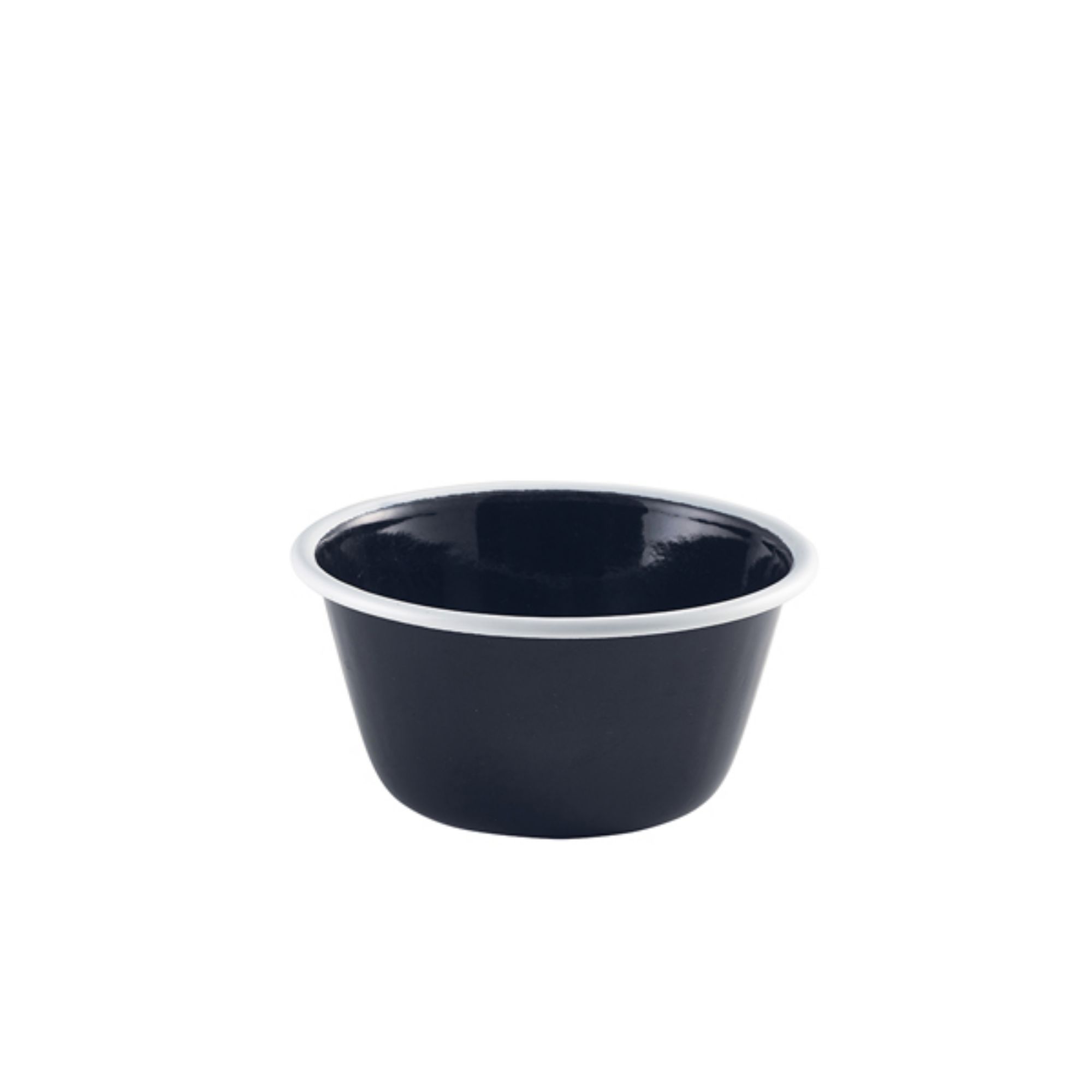 Picture of Enamel Deep Pie Dish Black with White Rim 12cm - 59512BK