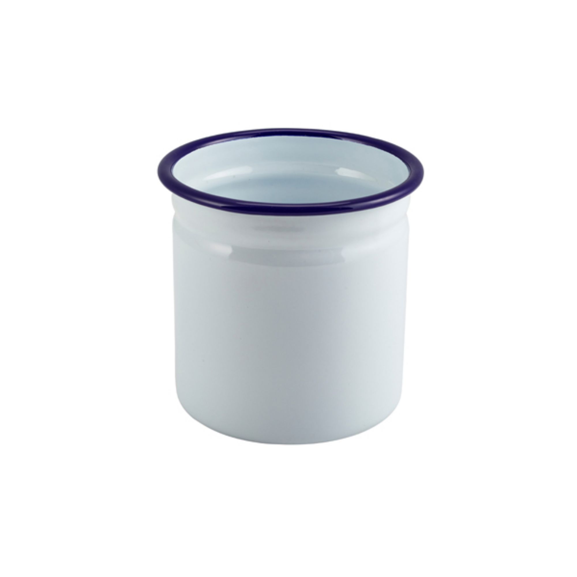 Picture of Enamel Cutlery Holder White with Blue Rim 11.5cm Dia - 54510