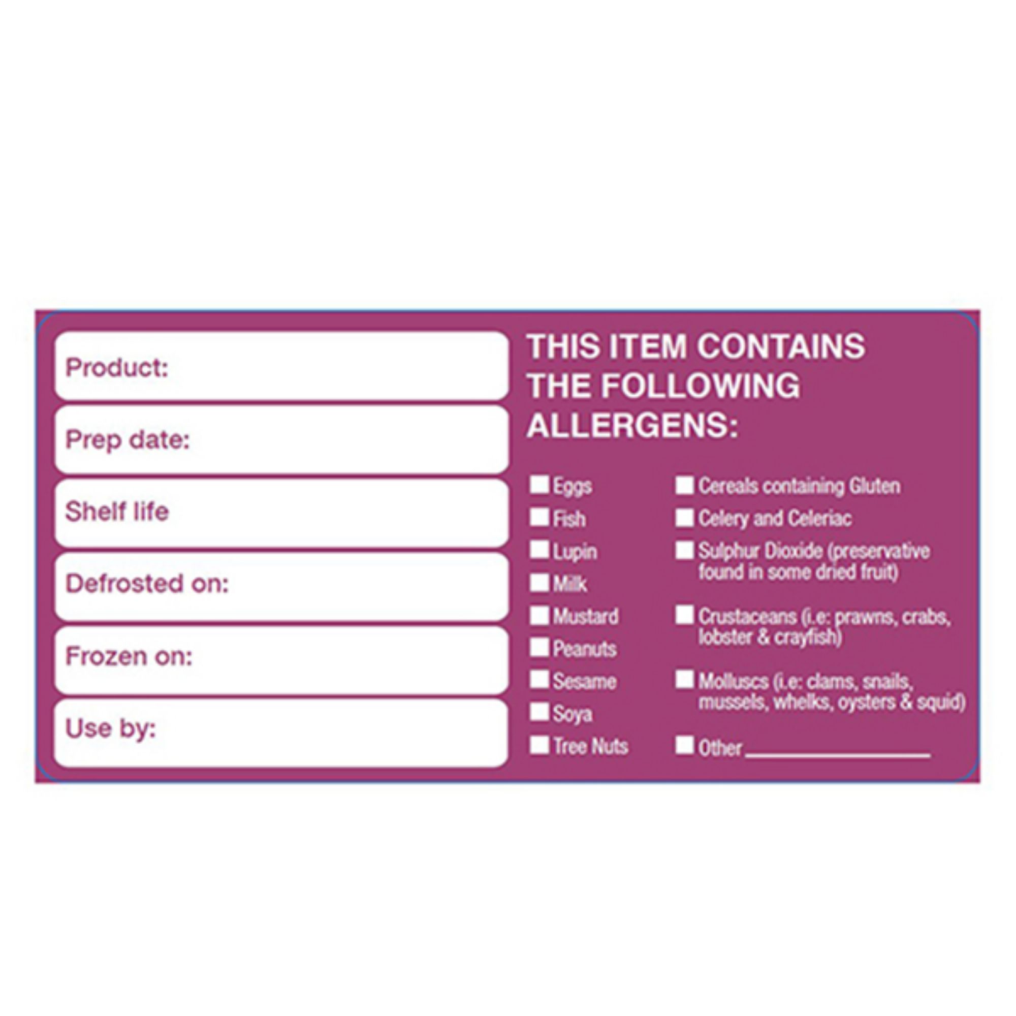 Picture of 50x100mm Removable Product/Allergen Label (500) - RAPDU24R
